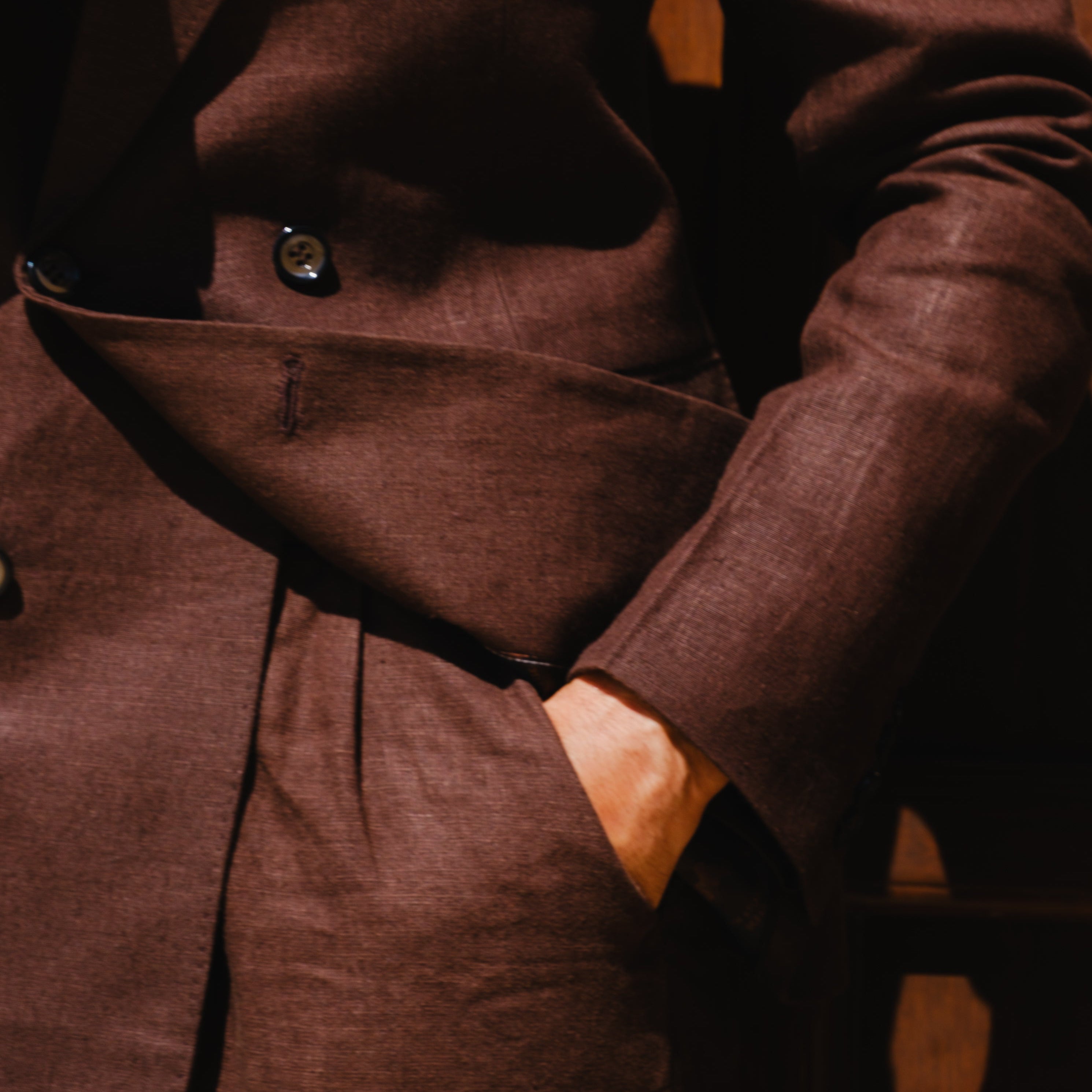 ESPRESSO BROWN LINEN DOUBLE BREASTED SUIT