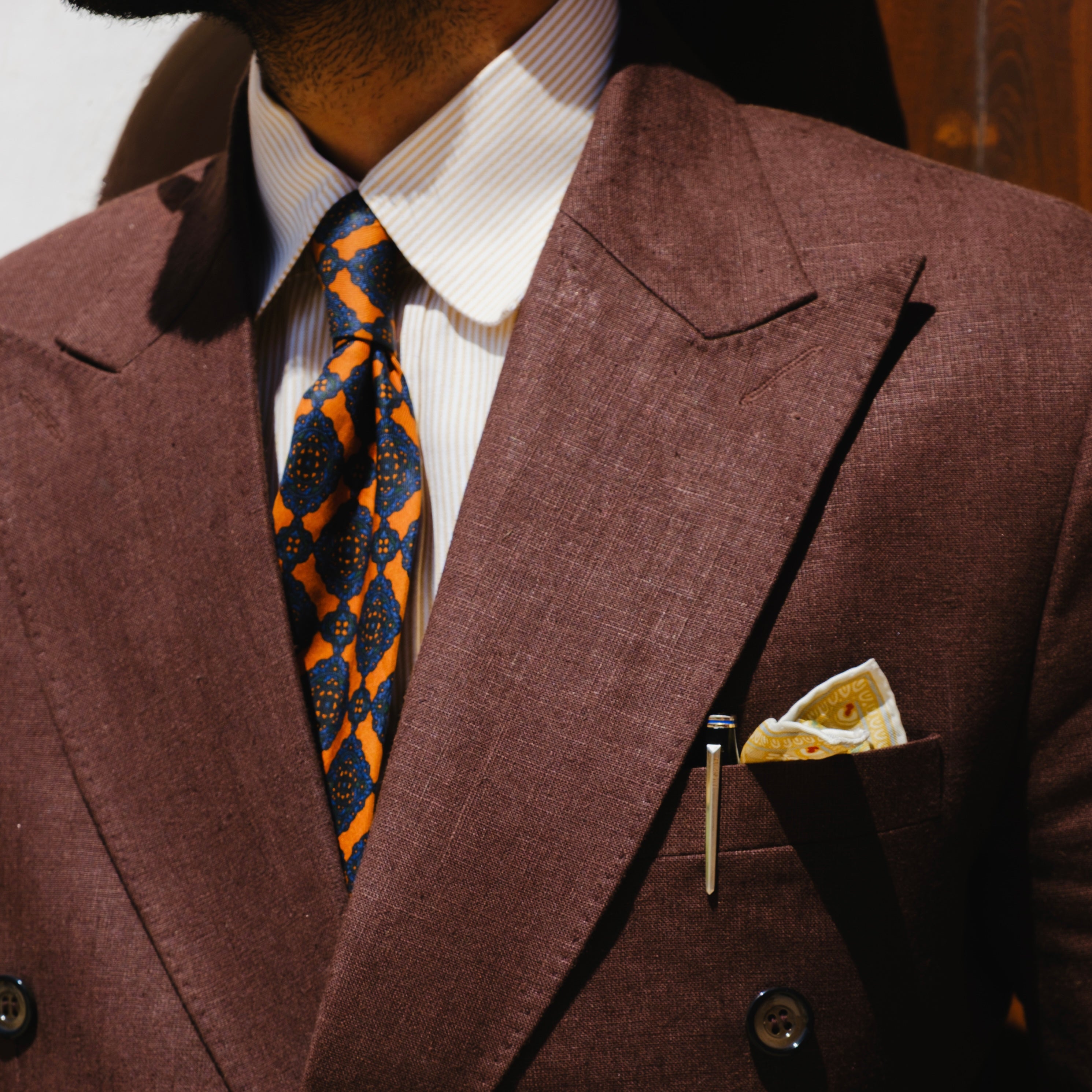 ESPRESSO BROWN LINEN DOUBLE BREASTED SUIT