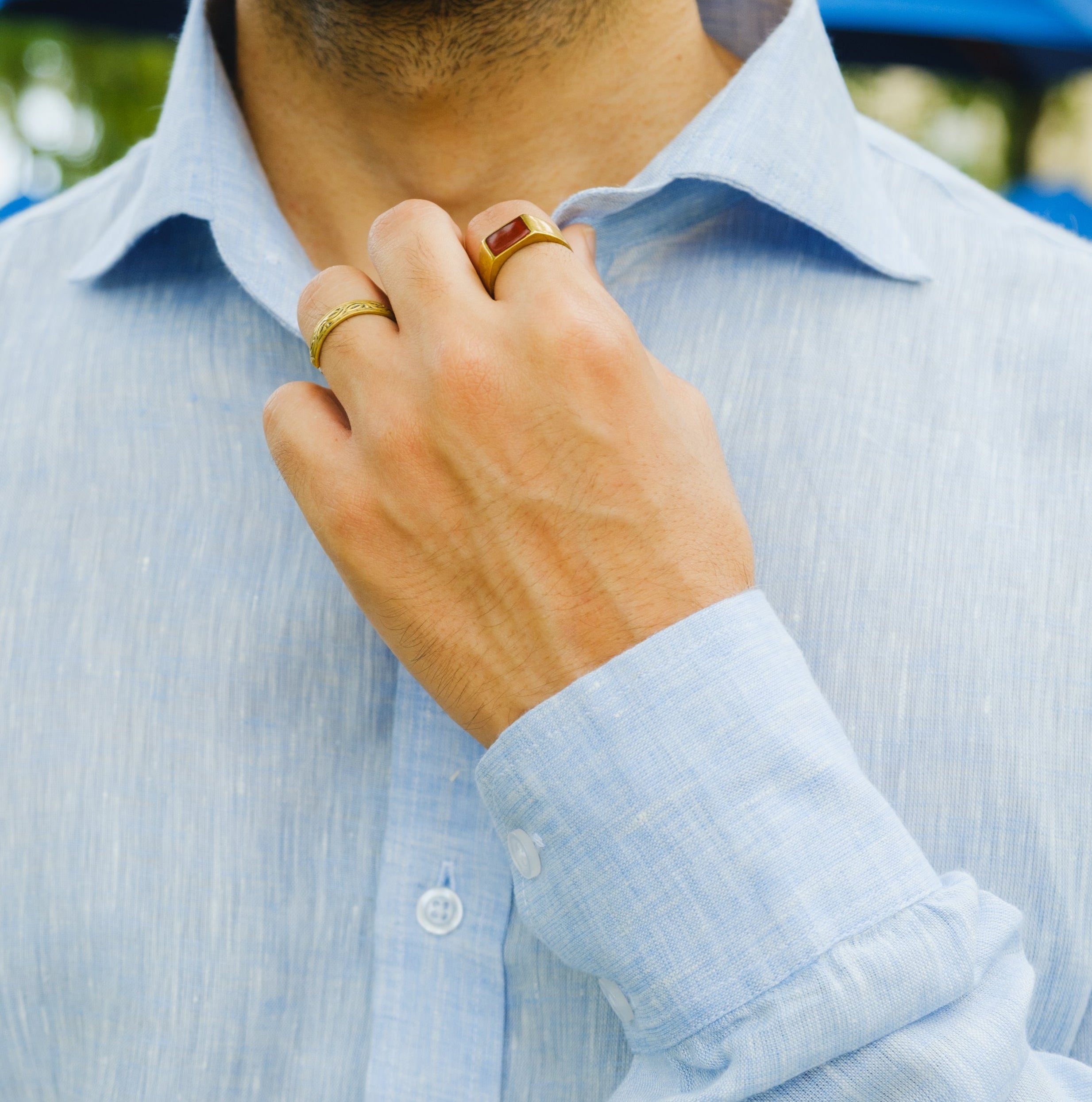 TAORMINA SKY BLUE LINEN SPREAD COLLAR SHIRT