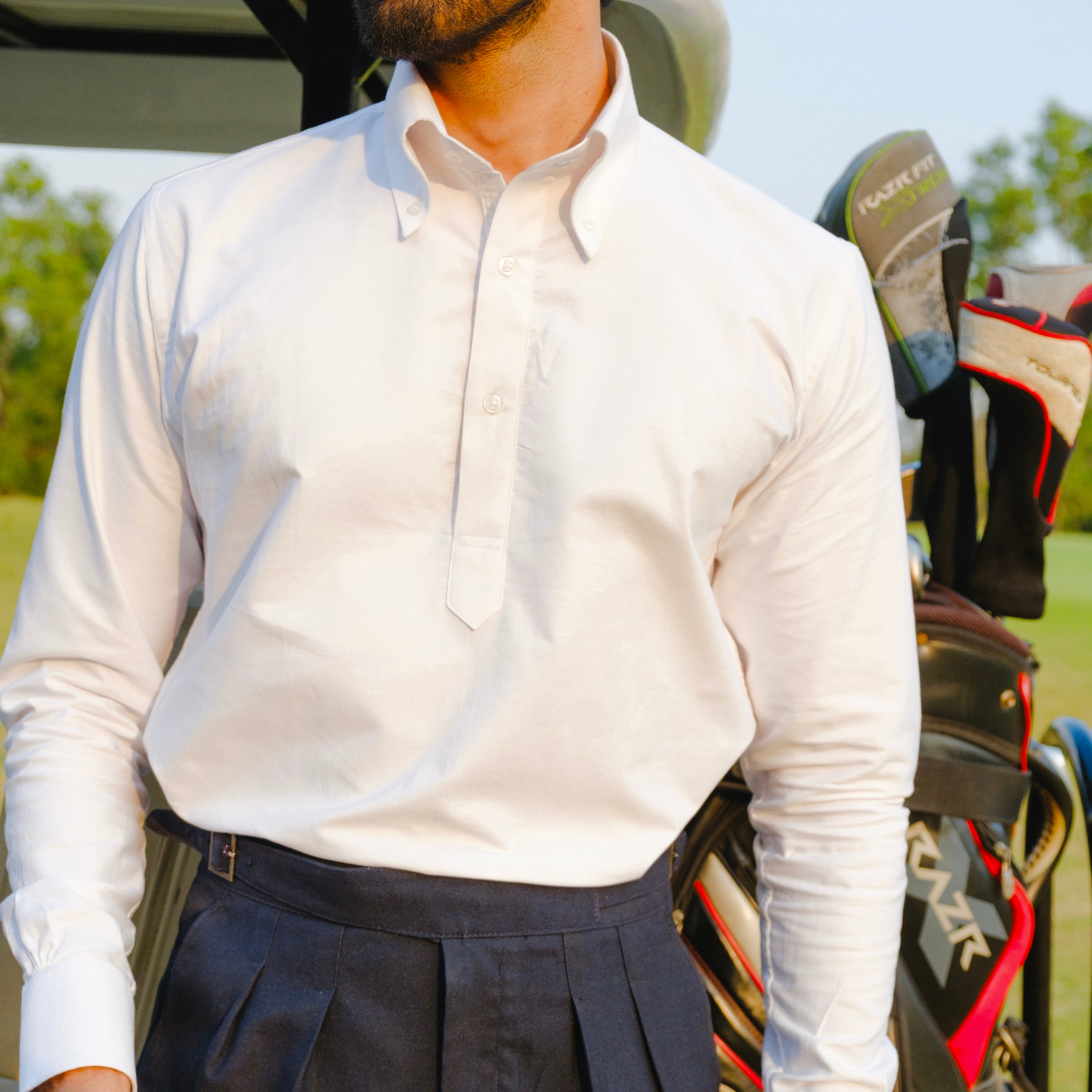 SAVOIA WHITE POLO BUTTON DOWN SHIRT