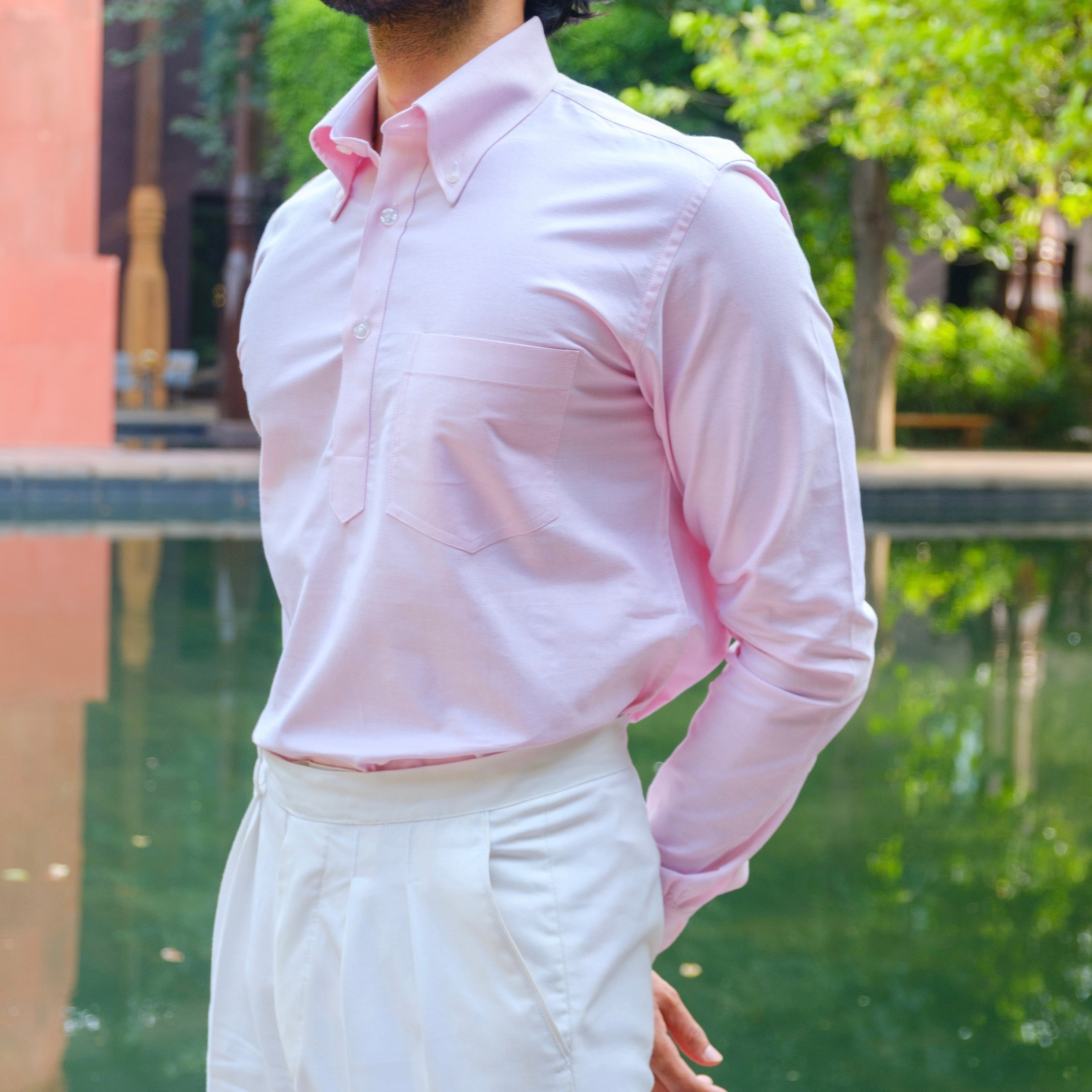 BERGAMO LIGHT PINK OXFORD BUTTON-DOWN POLO SHIRT