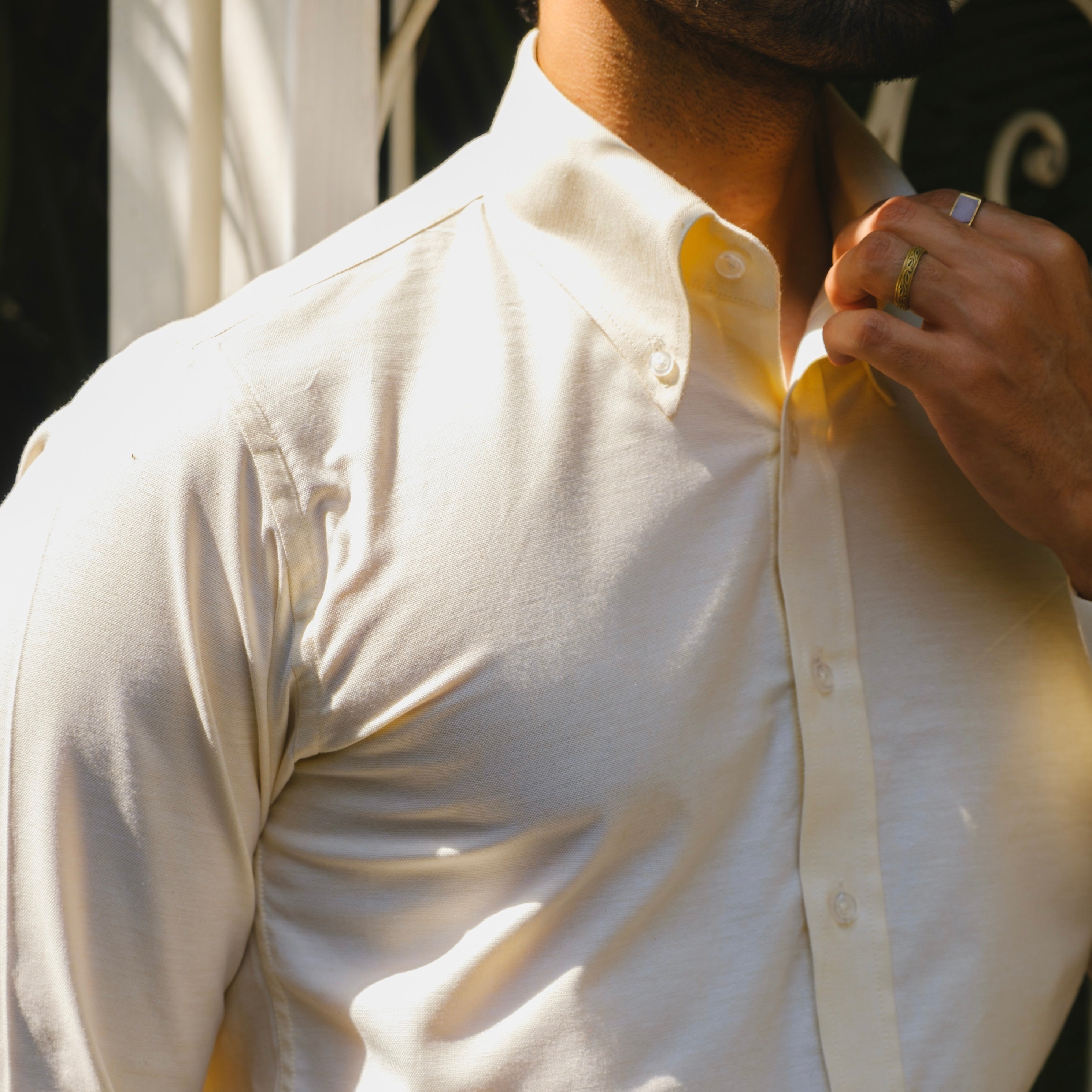 CAMERINO BUTTER YELLOW OXFORD BUTTON DOWN SHIRT