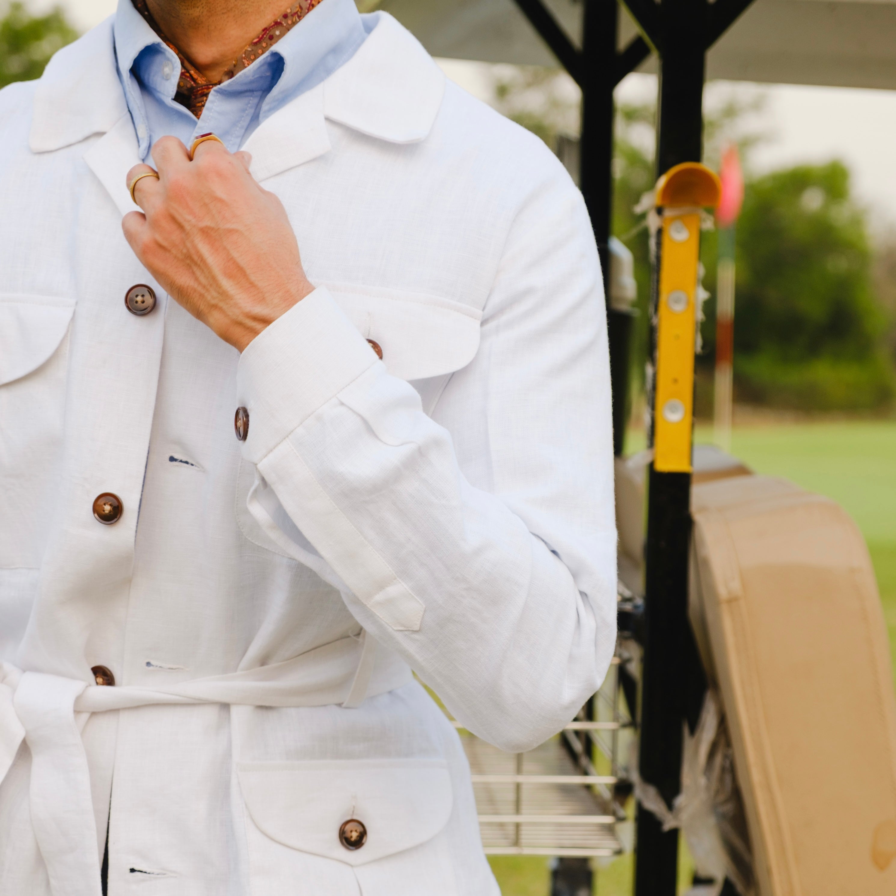 MONTEFARO WHITE RADICI SAFARI LINEN JACKET