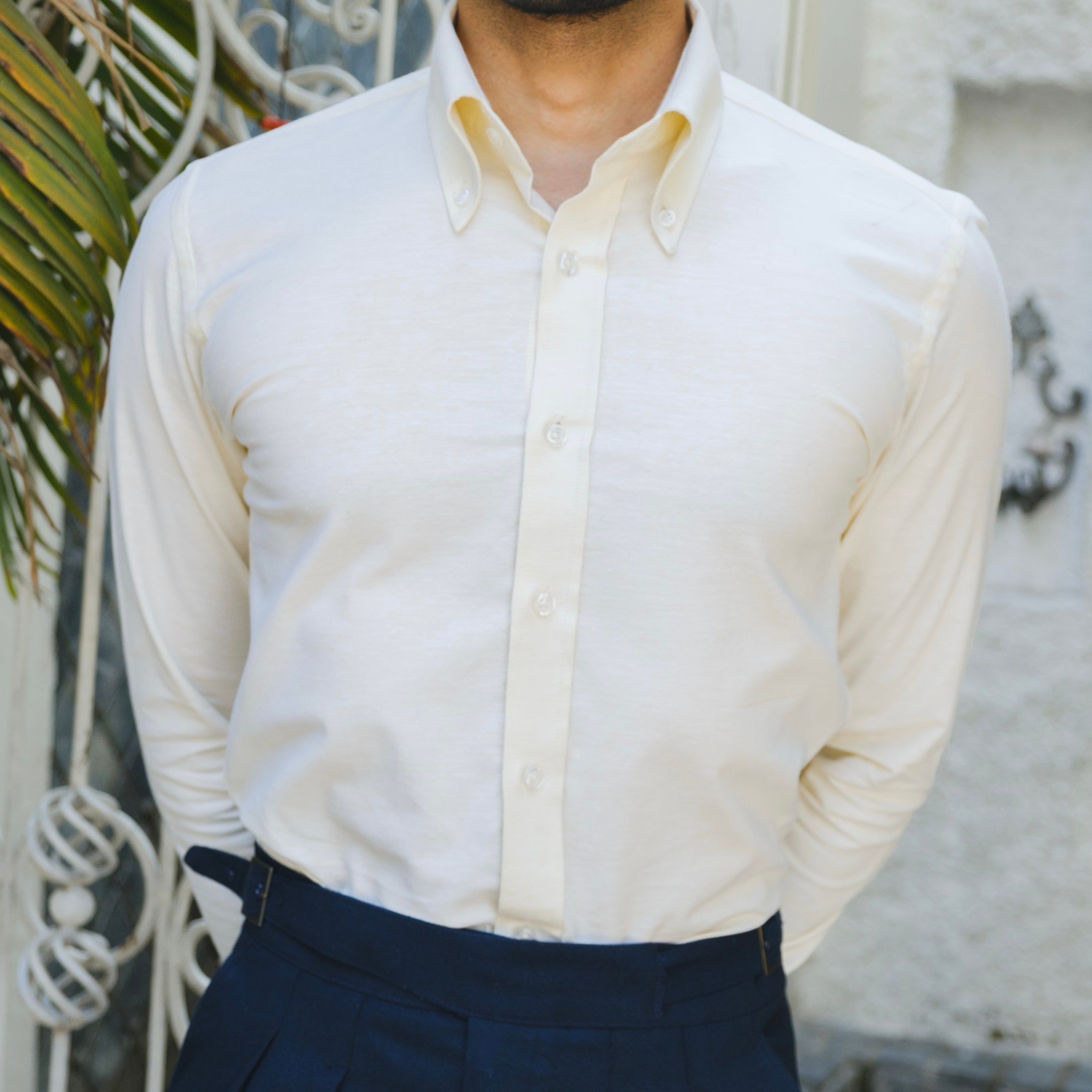 CAMERINO BUTTER YELLOW OXFORD BUTTON DOWN SHIRT