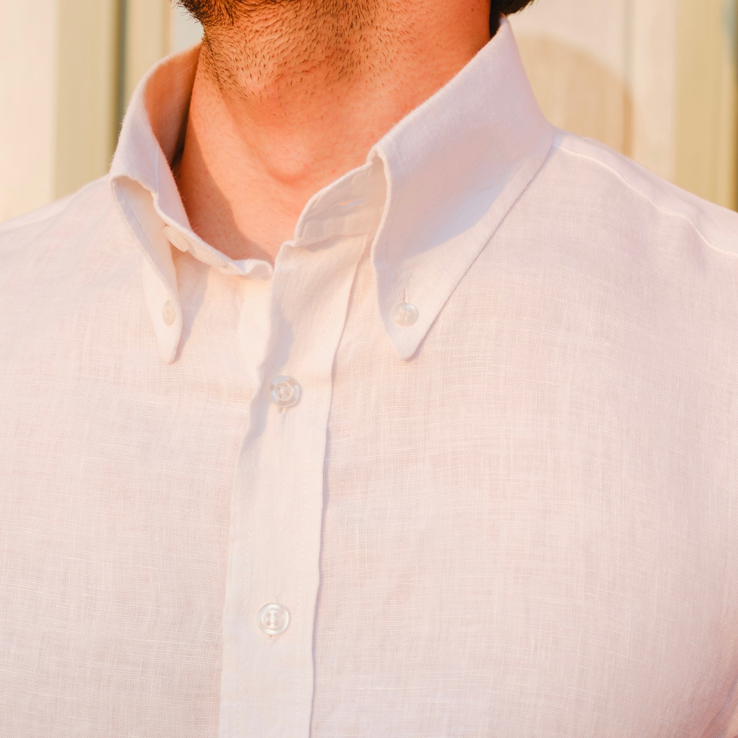 POSITANO WHITE LINEN BUTTON DOWN SHIRT