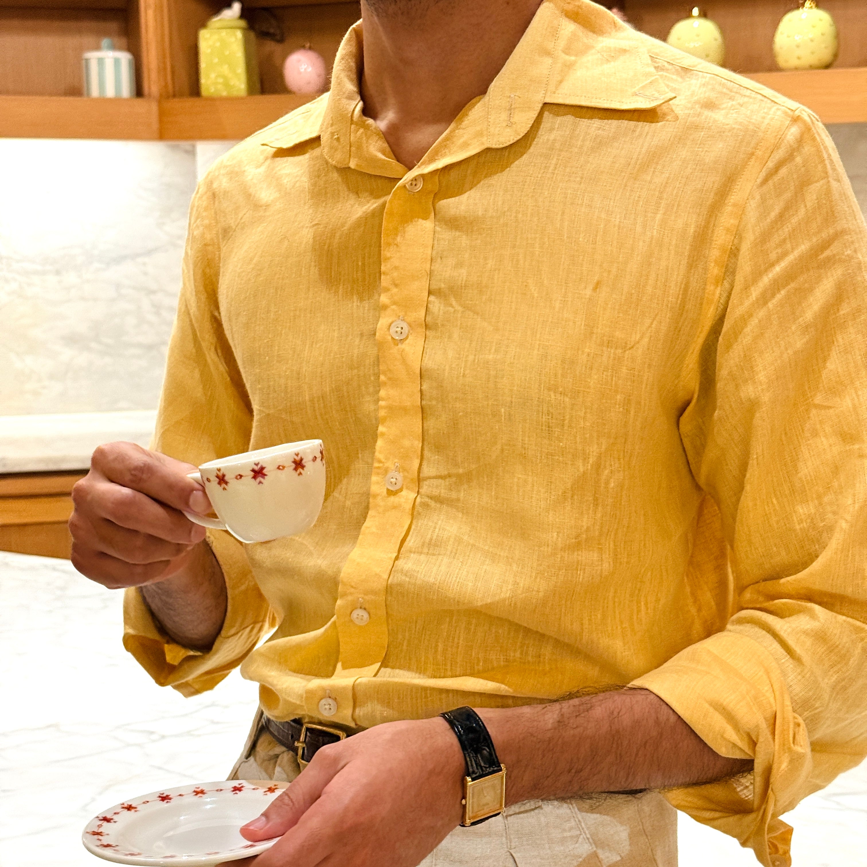 CESARE LIMONE YELLOW LINEN SHIRT