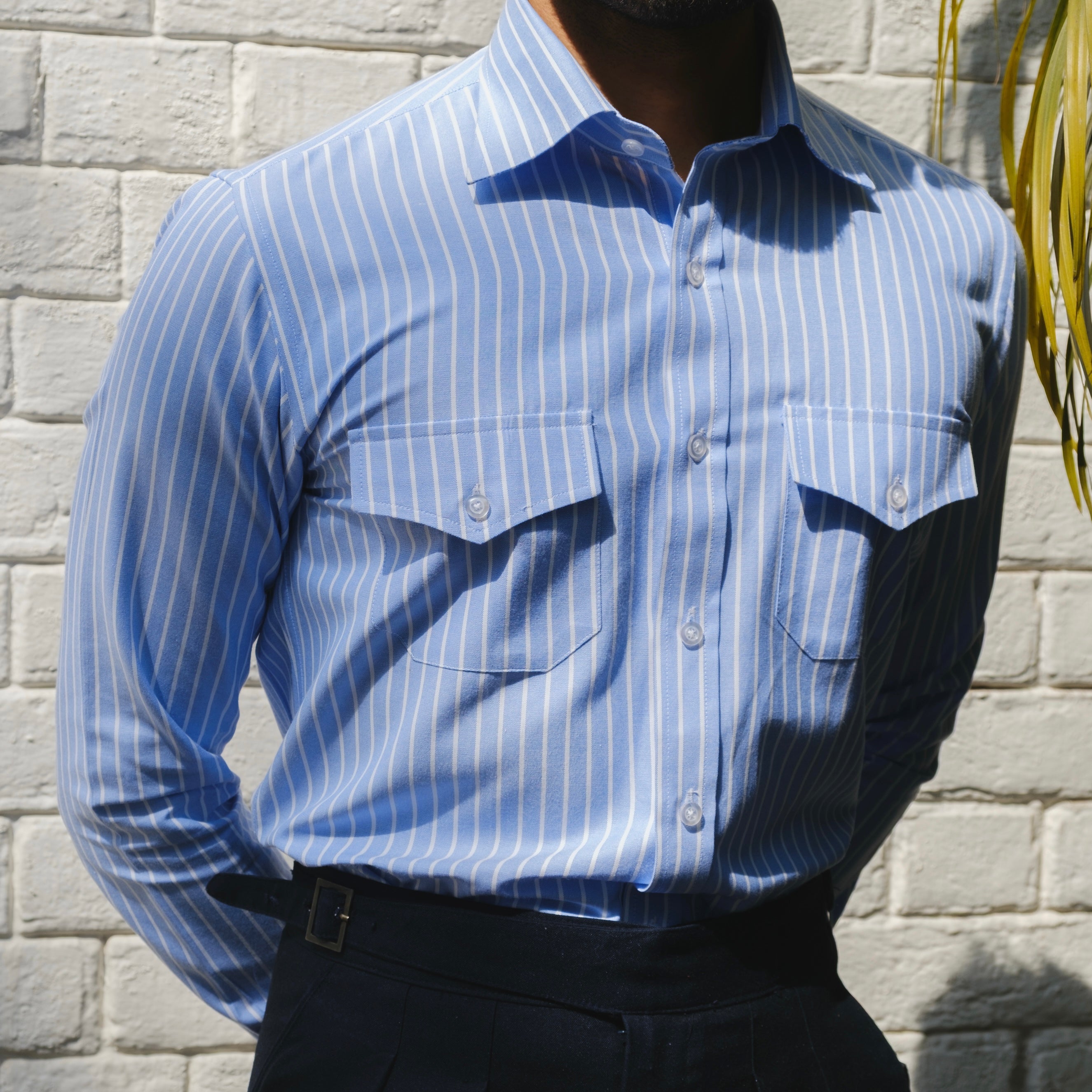 RIVATO STRIPED FLAP POCKET SHIRT