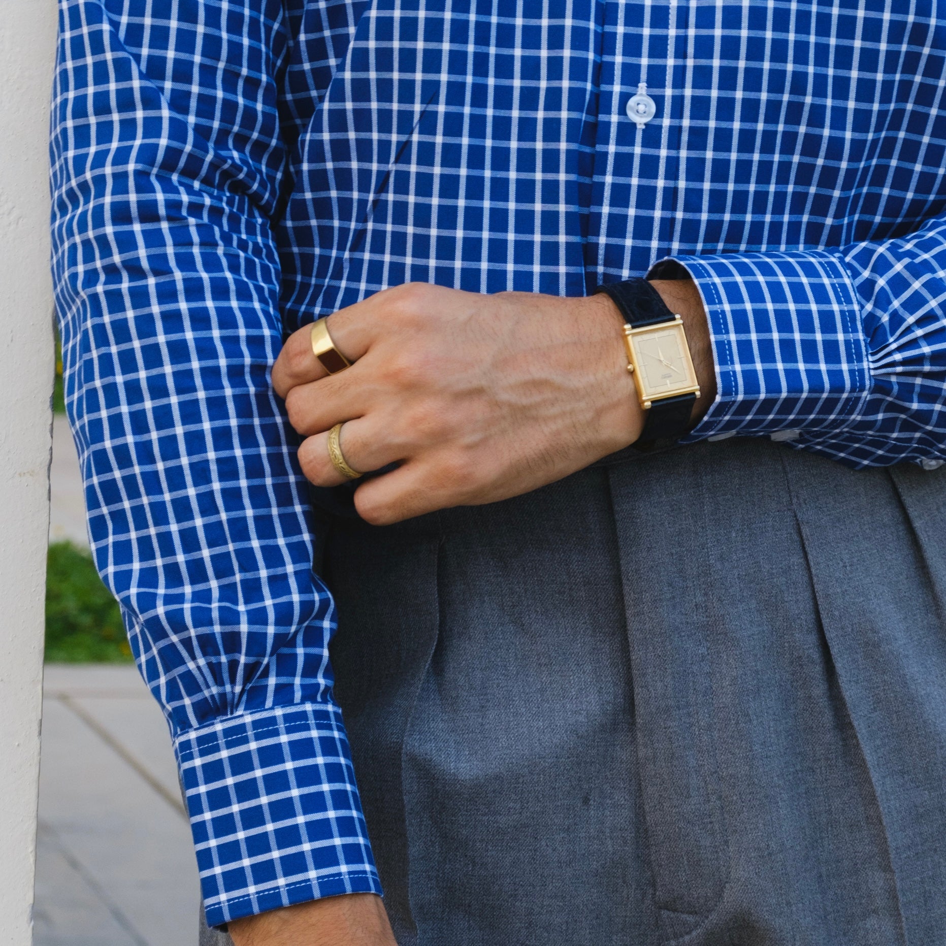 CRIMSON BLUE CHECKERED BUTTON-DOWN SHIRT