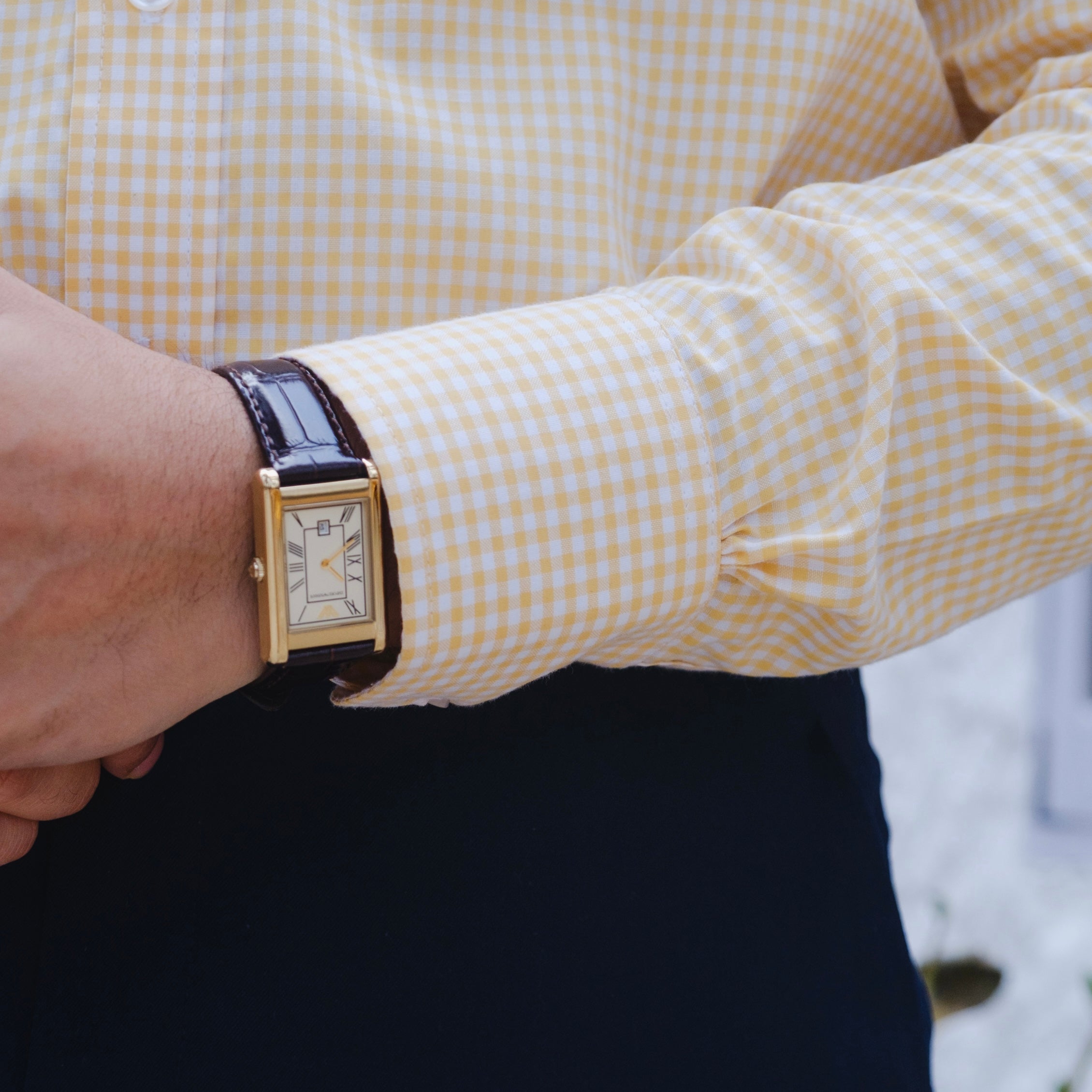 MONTALCINO YELLOW GINGHAM CHECKERED BUTTON DOWN SHIRT