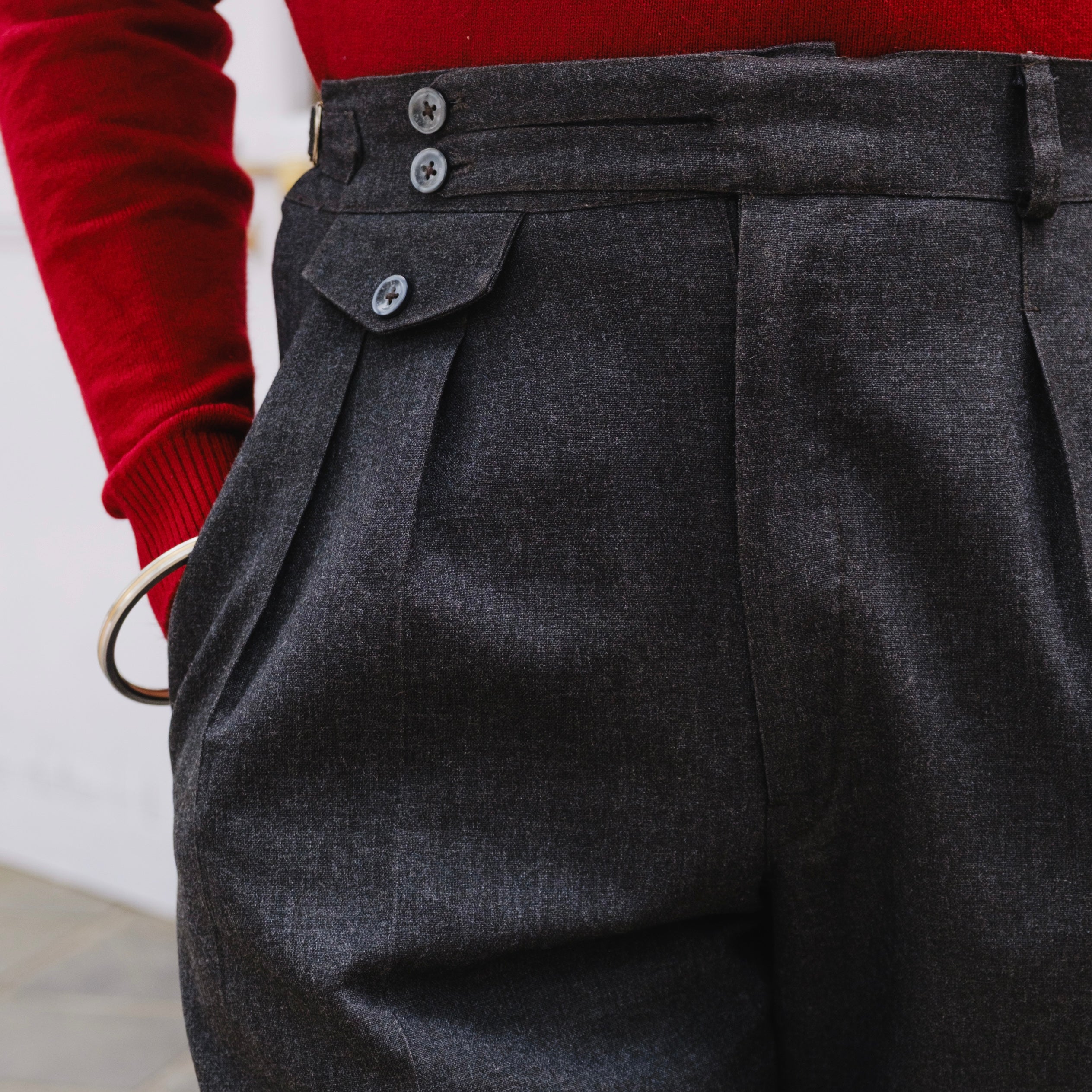 CHARCOAL GREY WOOLEN GURKHA PANTS