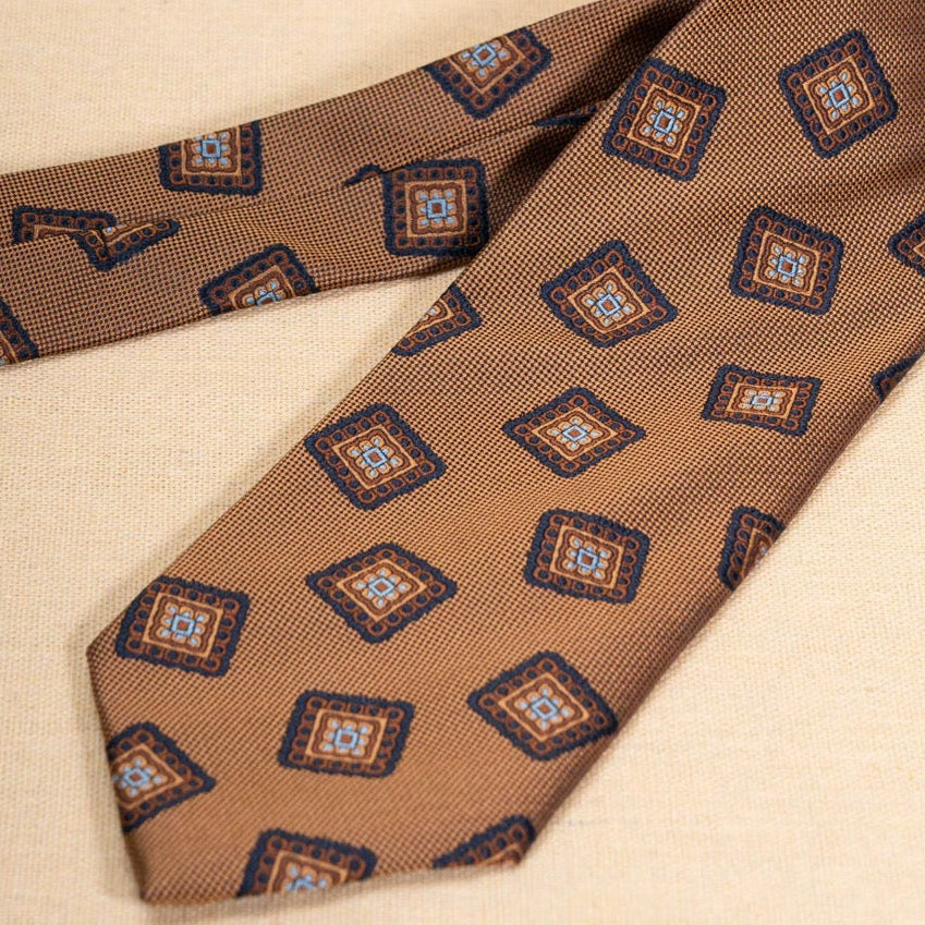 TERRA QUADRATO GEOMETRIC SILK TIE