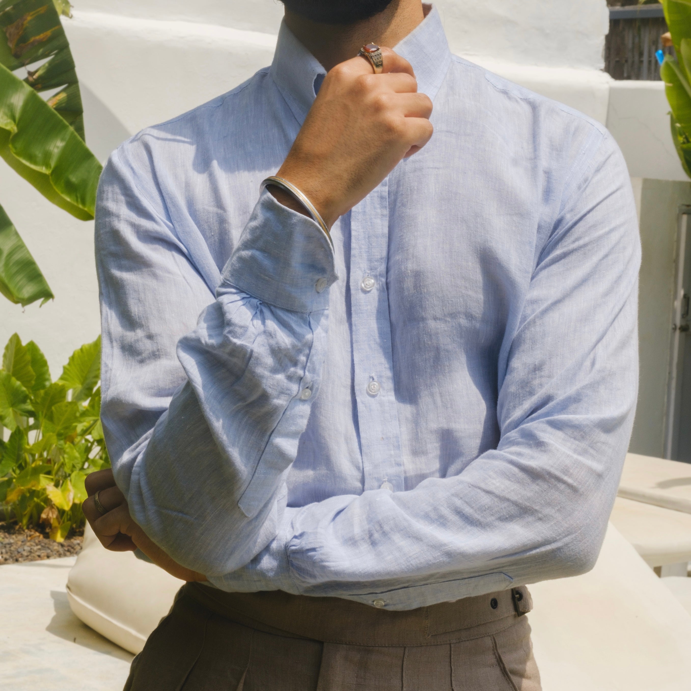 PORTOFINO POWDER BLUE LINEN SHIRT