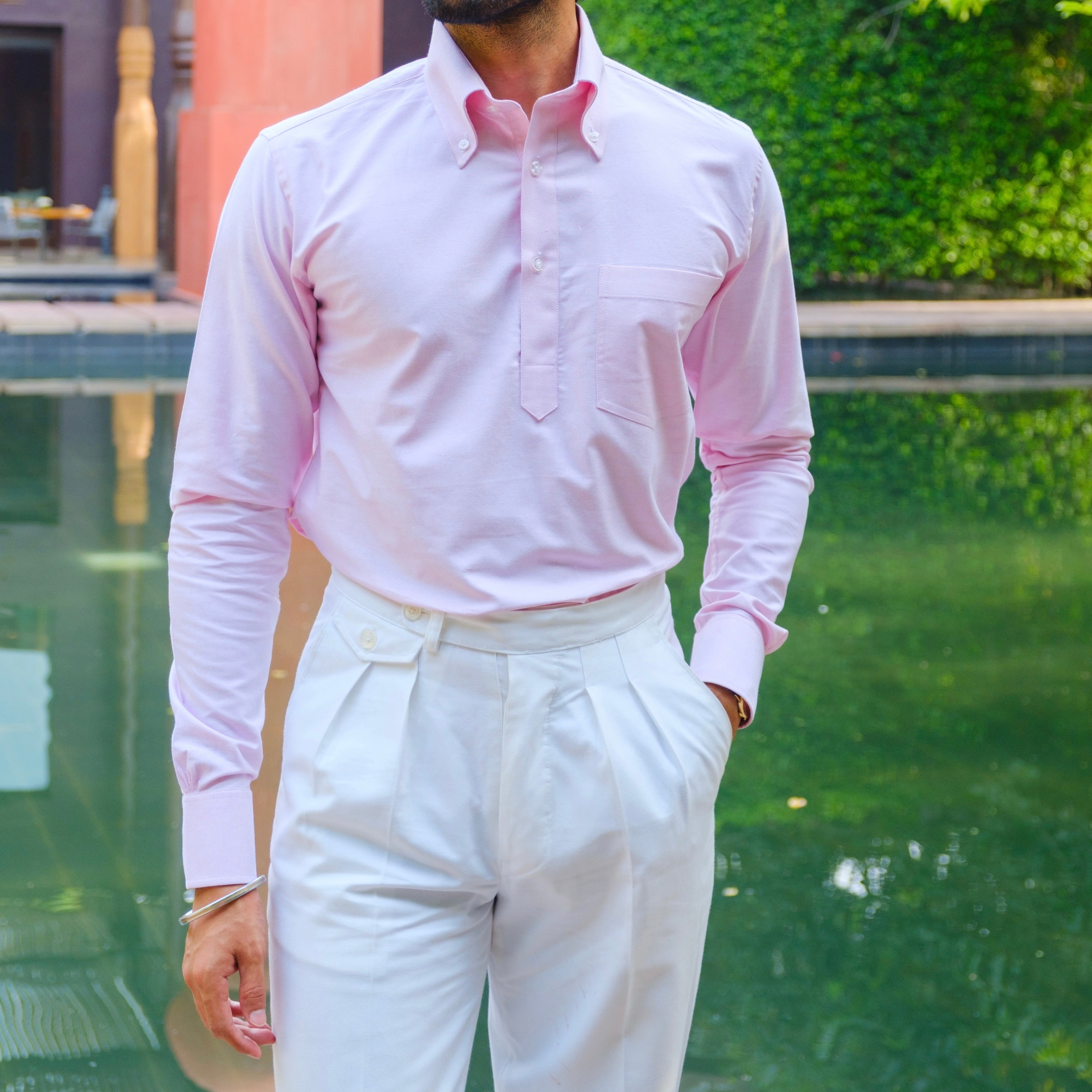BERGAMO LIGHT PINK OXFORD BUTTON-DOWN POLO SHIRT