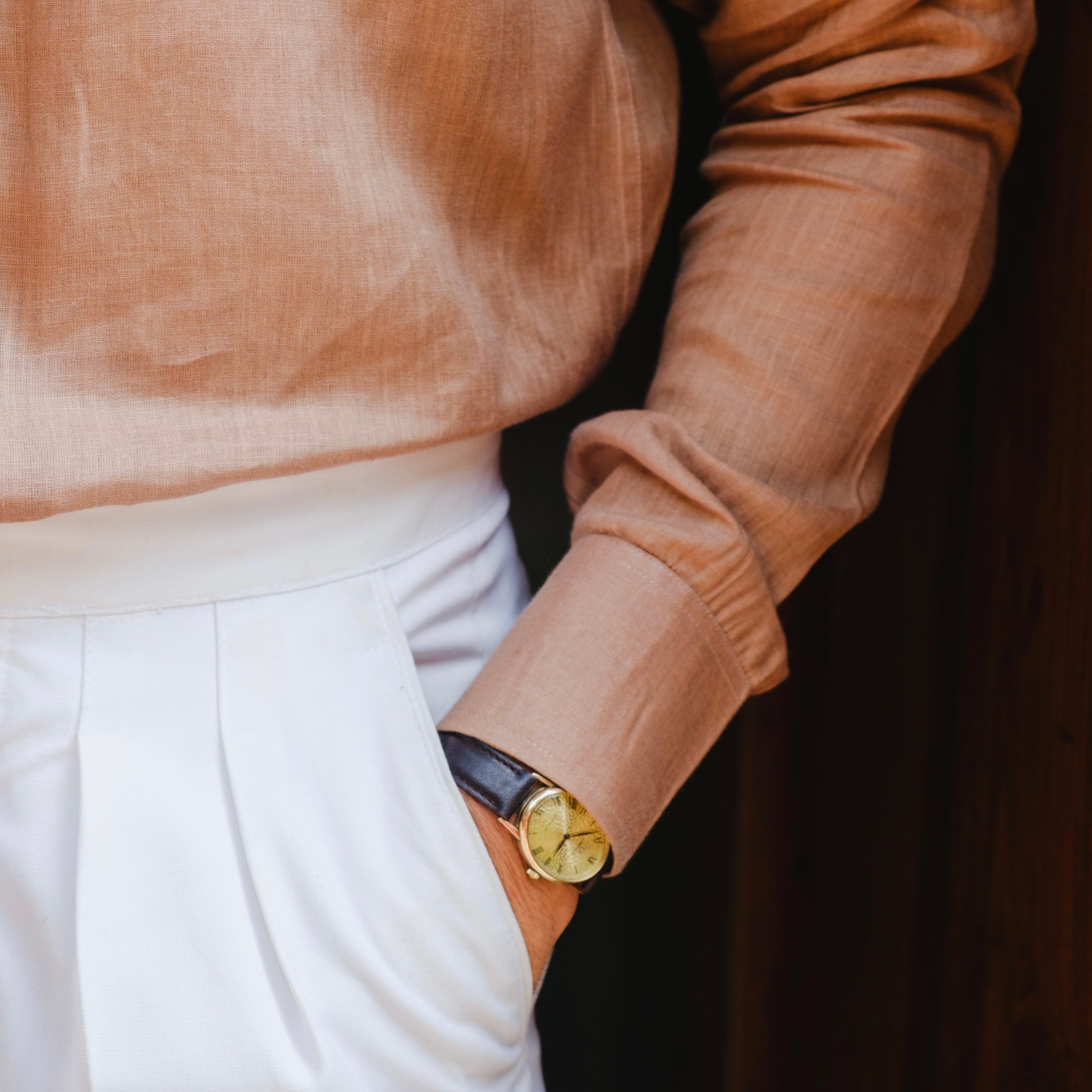 CACAO LINEN BUTTON DOWN SHIRT