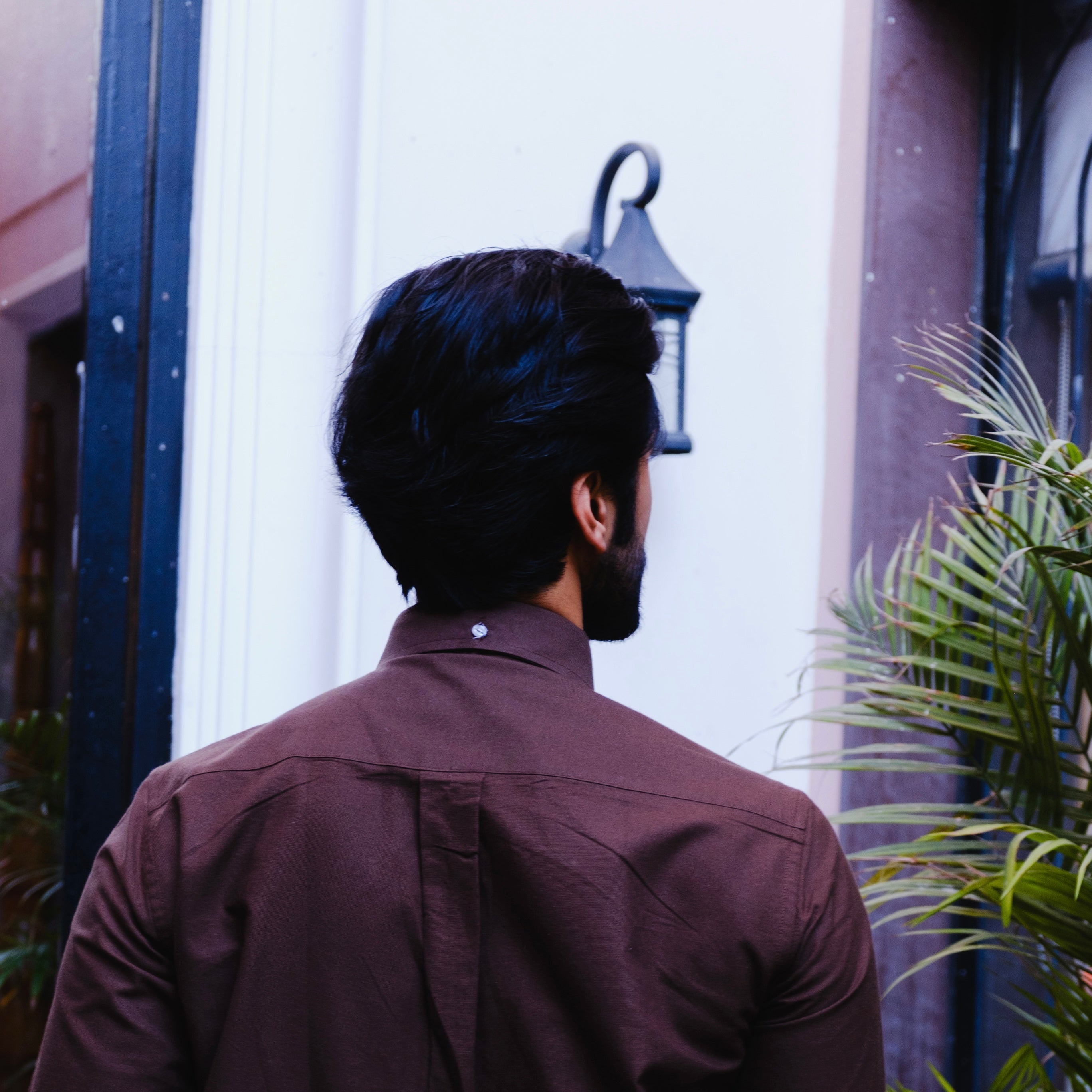 VALENTI COCOA BROWN OXFORD BUTTON-DOWN SHIRT