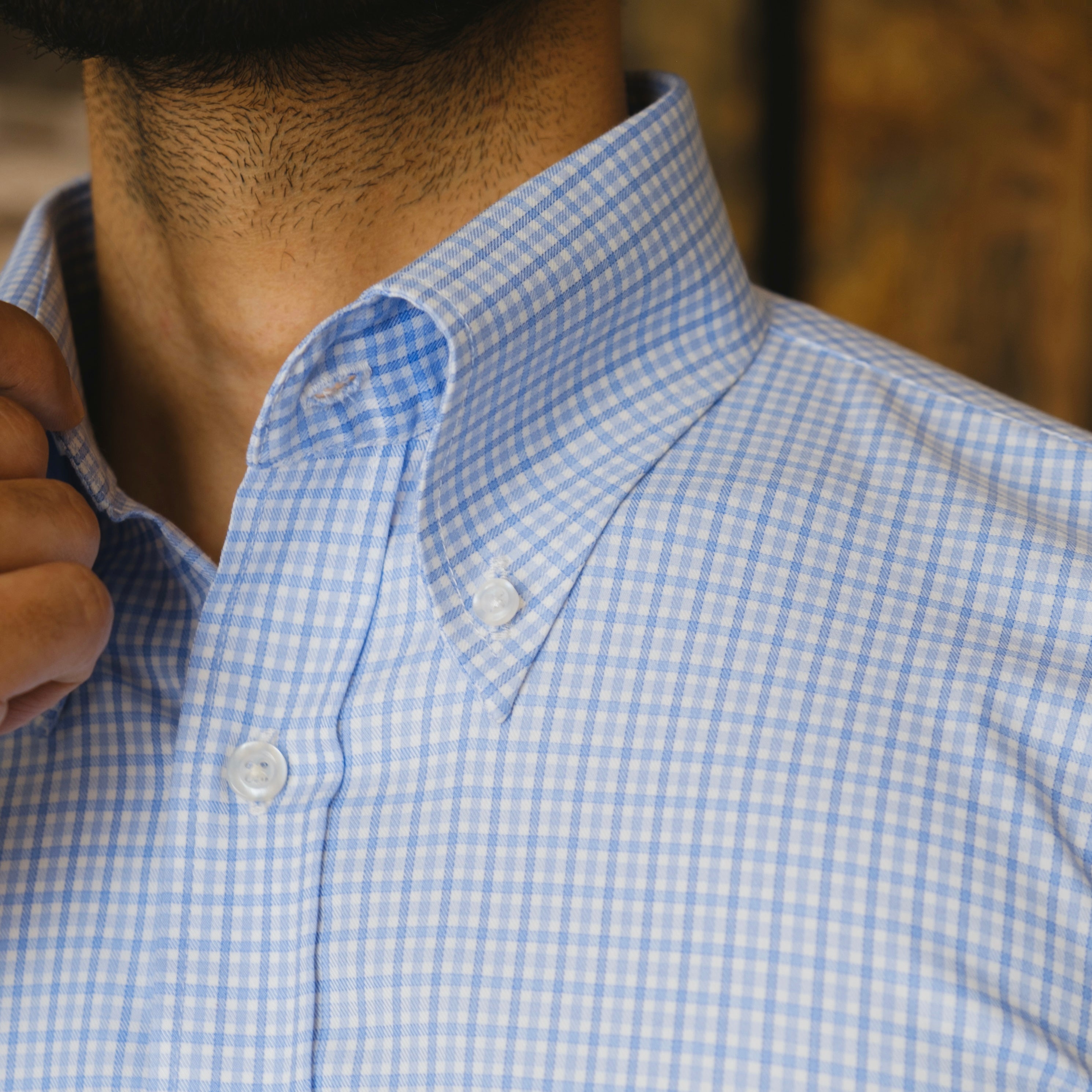 SCASSO CHECKERED BUTTON DOWN SHIRT