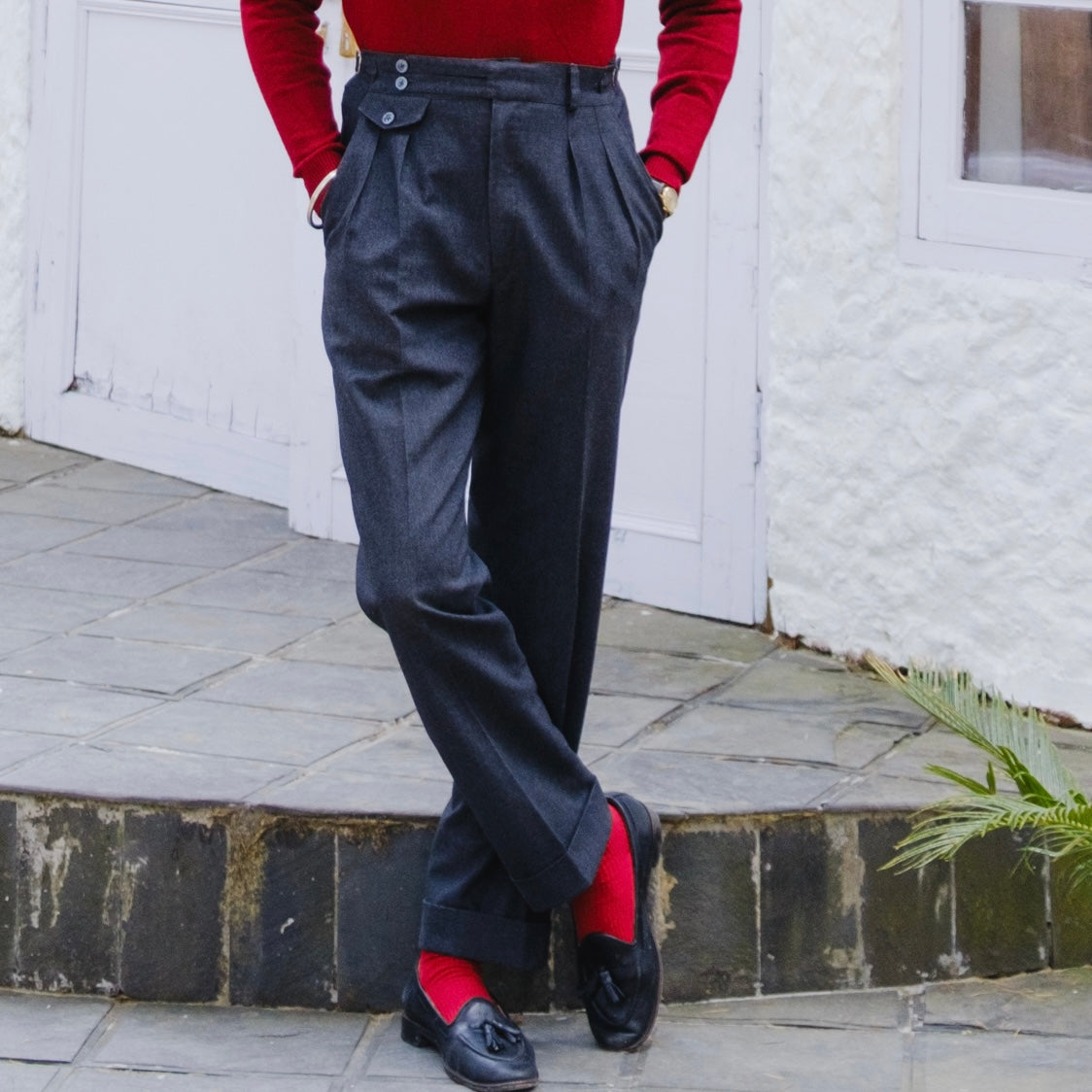 CHARCOAL GREY WOOLEN GURKHA PANTS