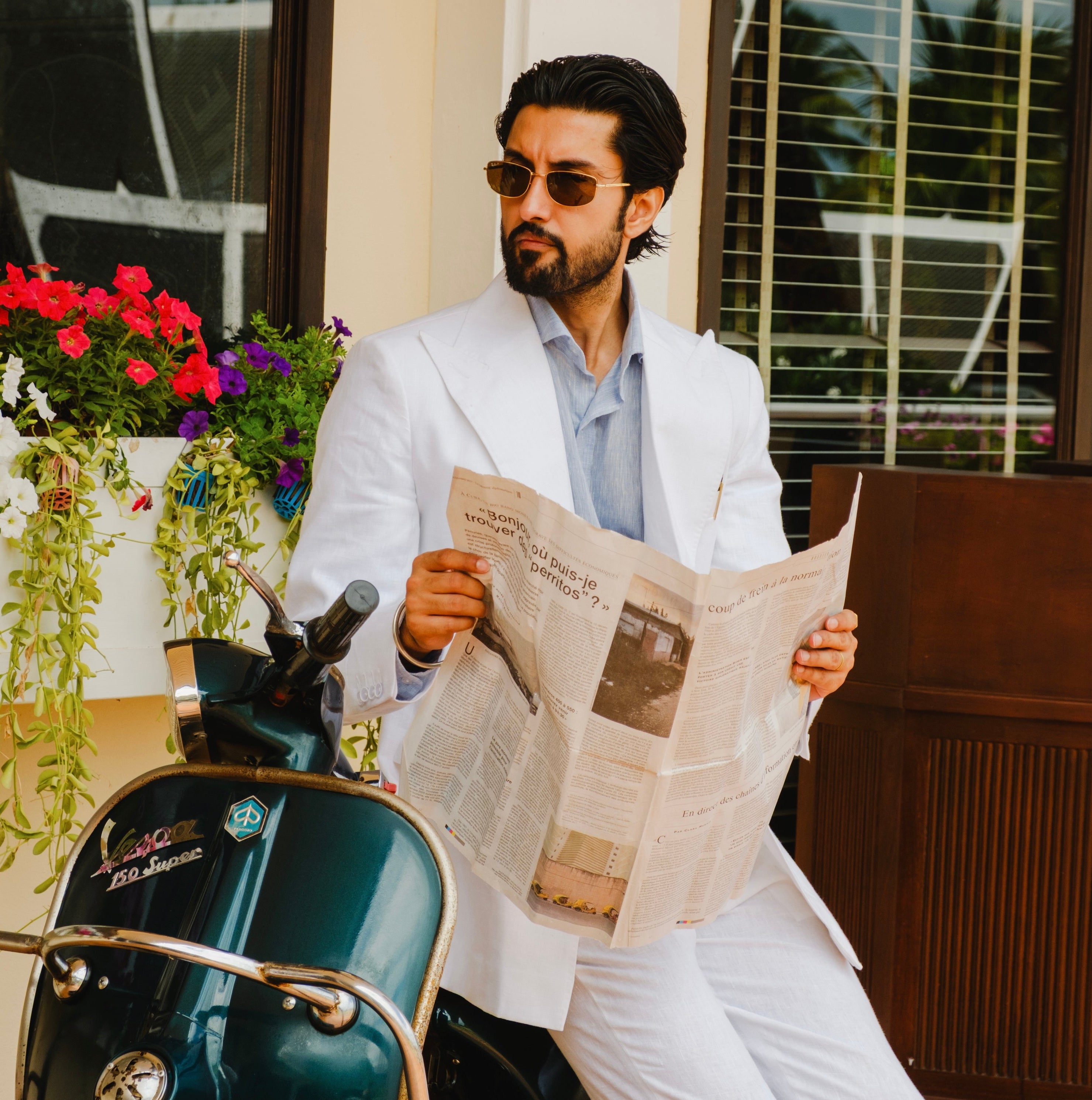 RIVIERA WHITE LINEN DOUBLE BREASTED SUIT