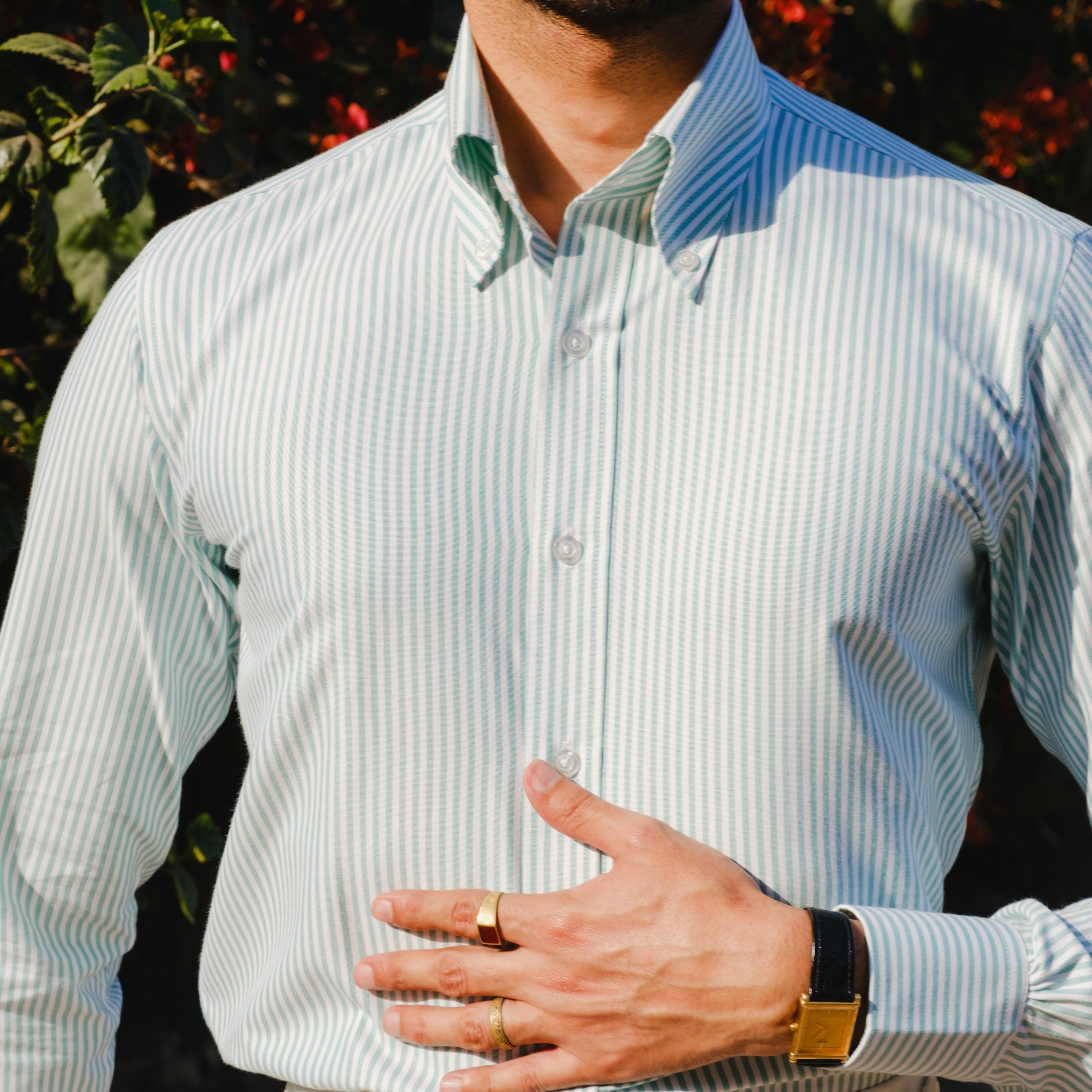 SALERNO TURQUOISE SIGNATURE STRIPED SHIRT