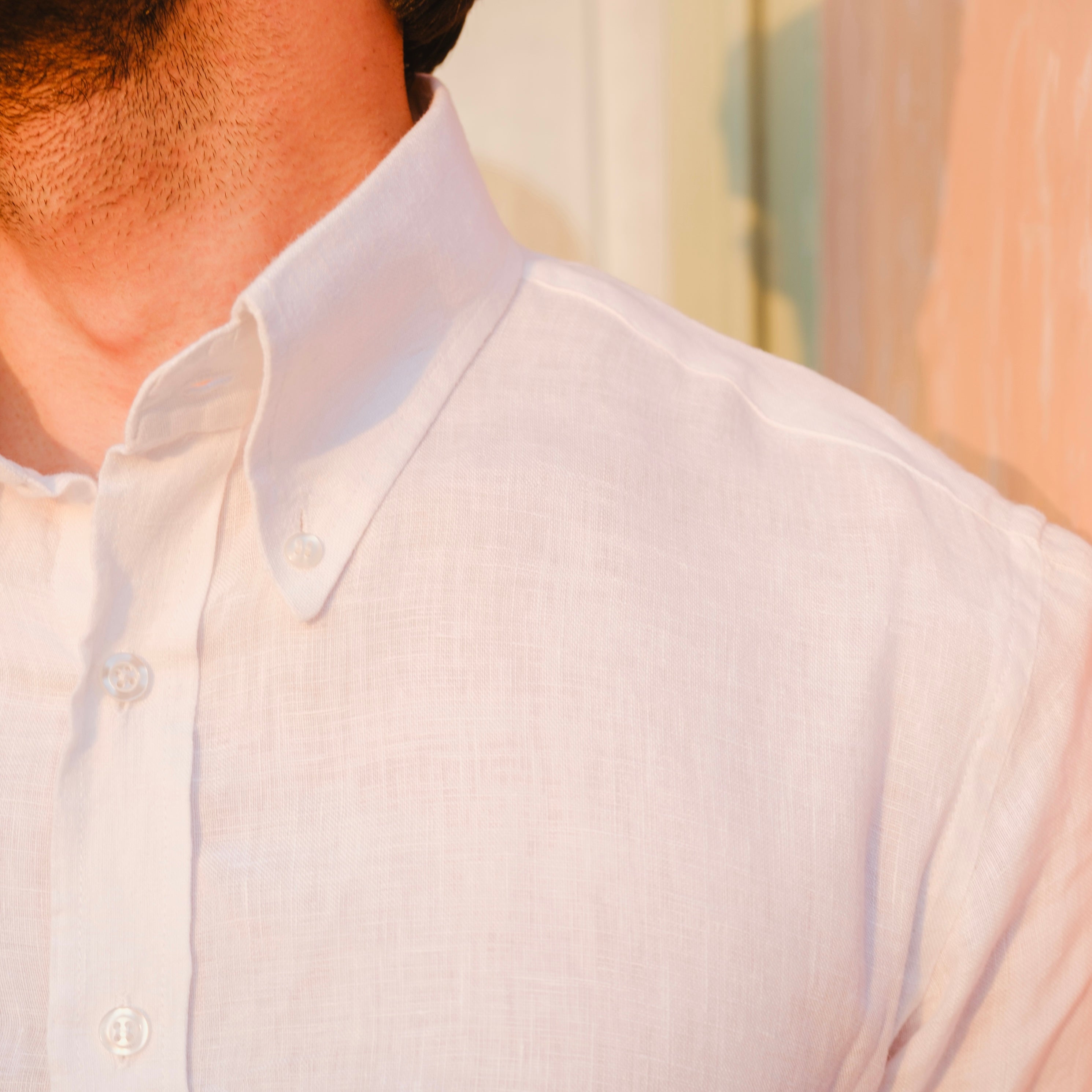 POSITANO WHITE LINEN BUTTON DOWN SHIRT