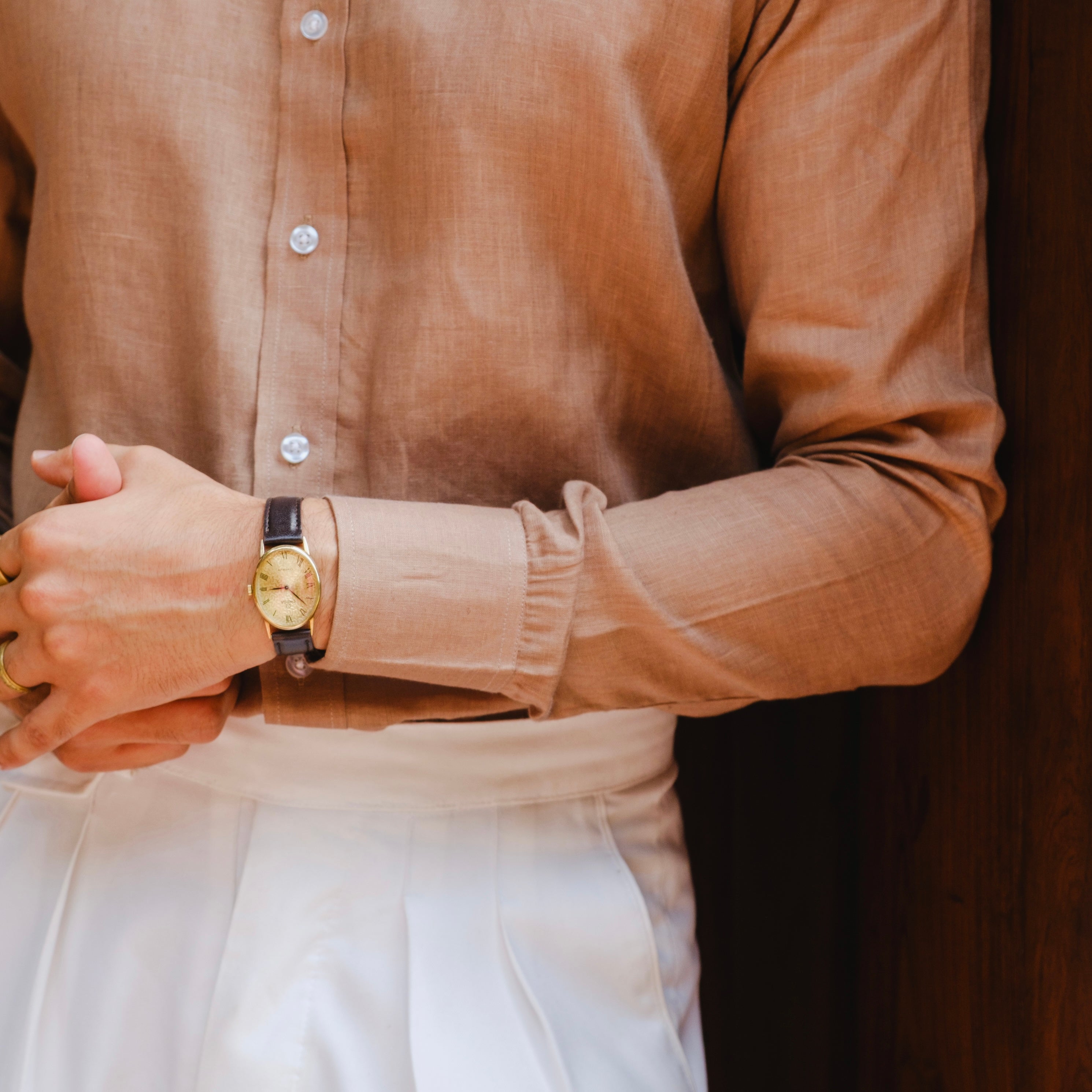 CACAO LINEN BUTTON DOWN SHIRT