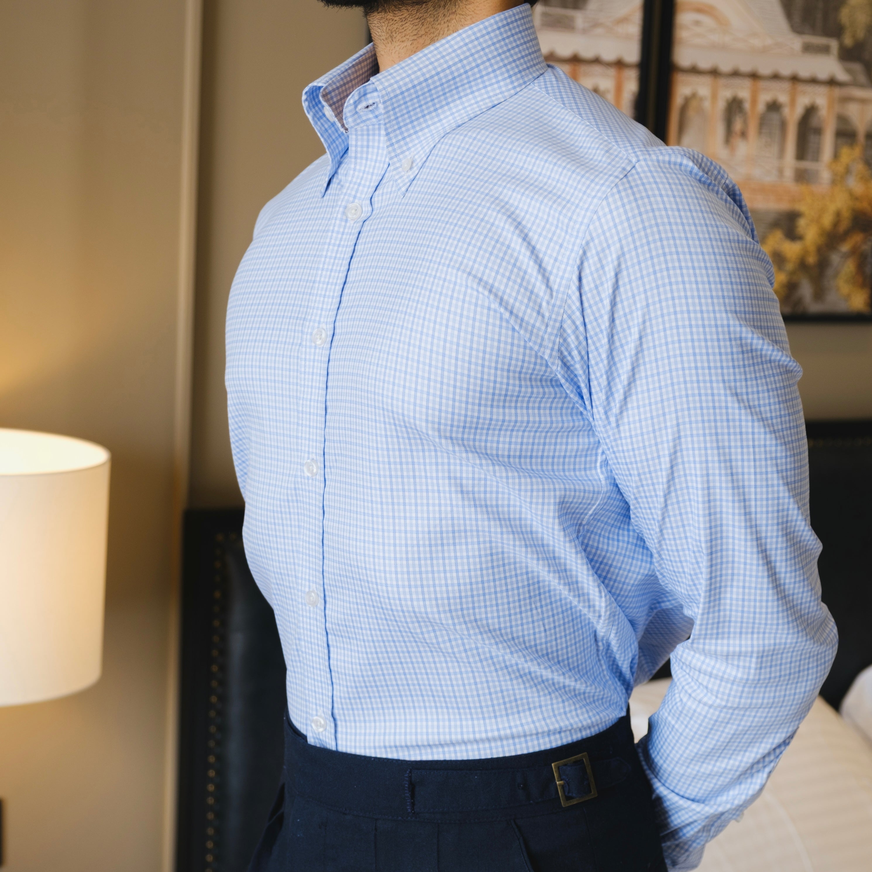 SCASSO CHECKERED BUTTON DOWN SHIRT