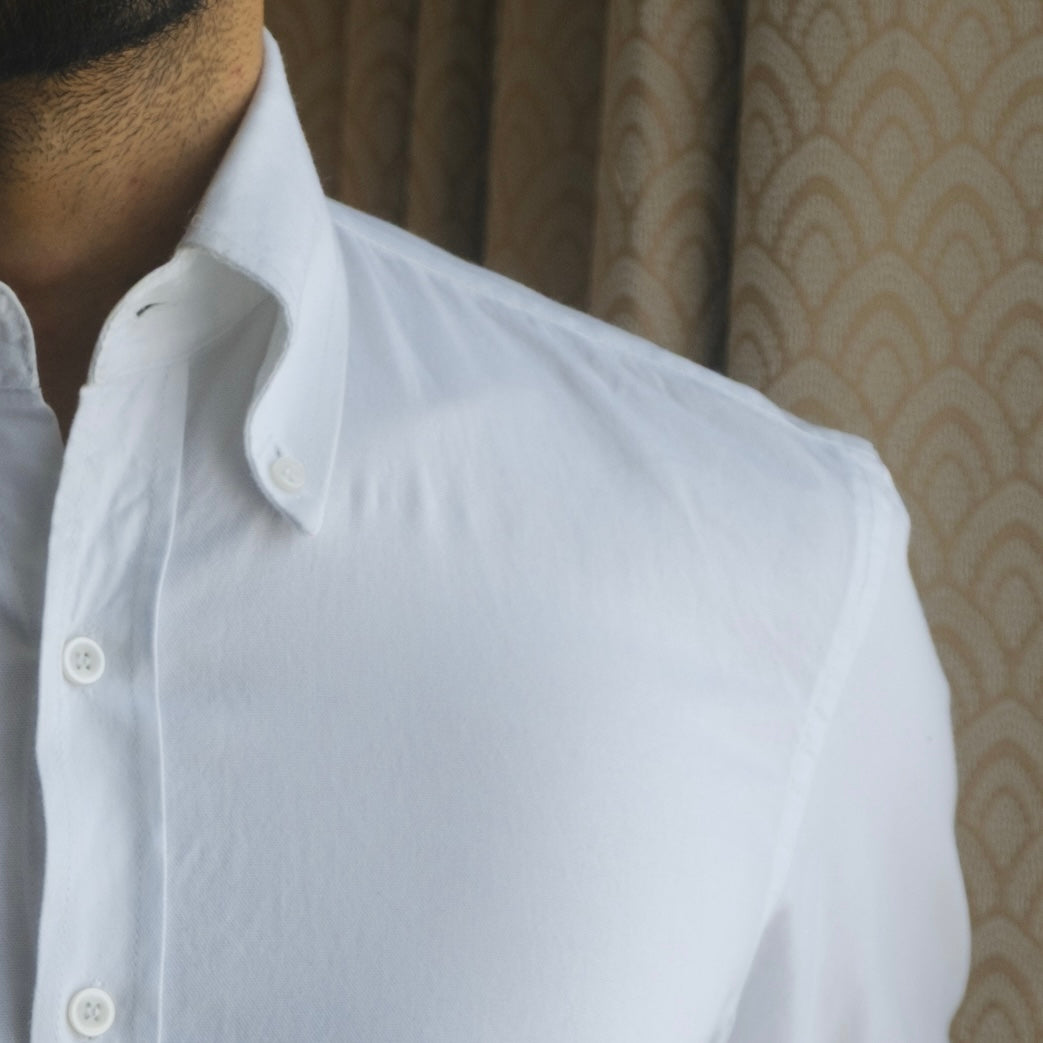 SCALEA WHITE OXFORD BUTTON DOWN SHIRT