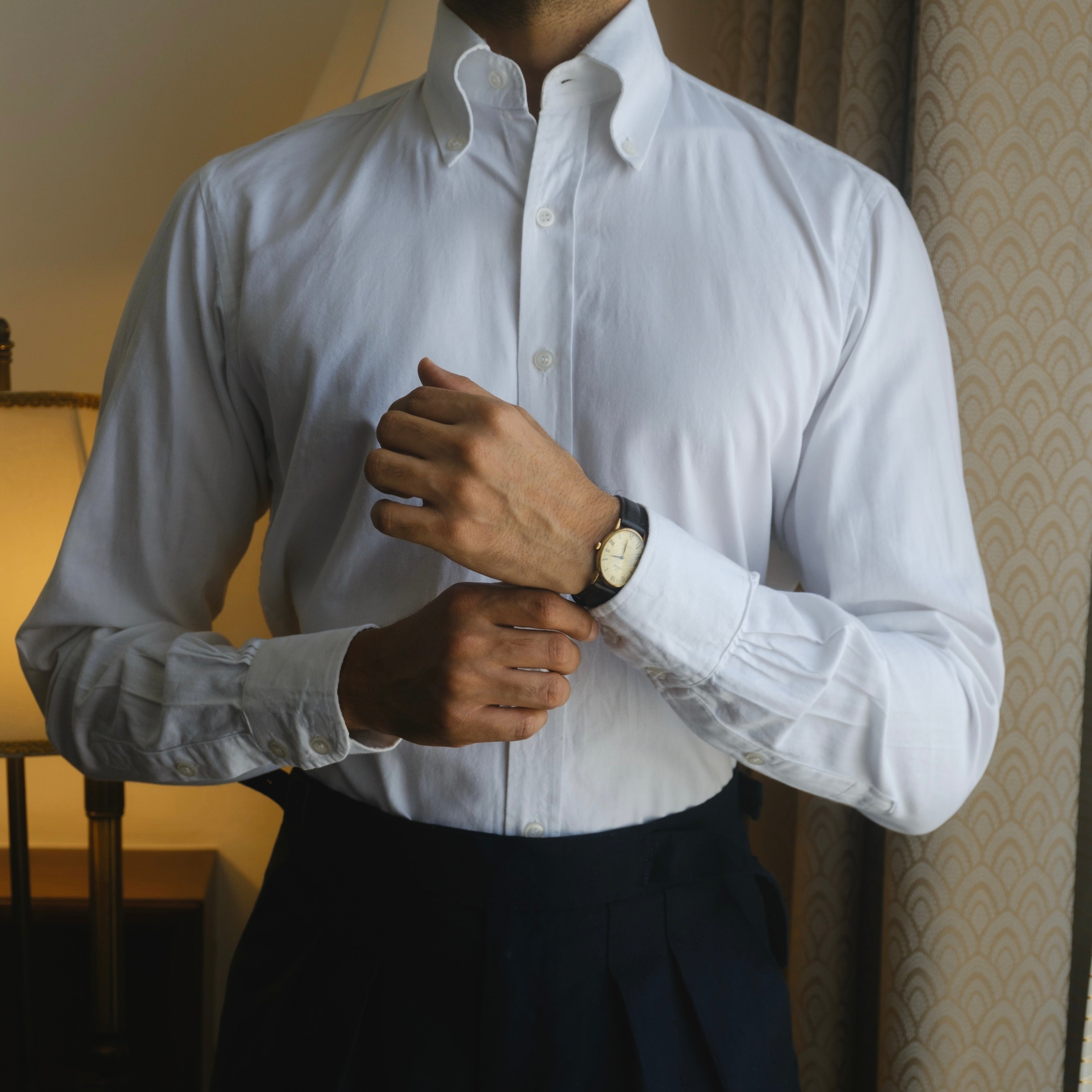 SCALEA WHITE OXFORD BUTTON DOWN SHIRT