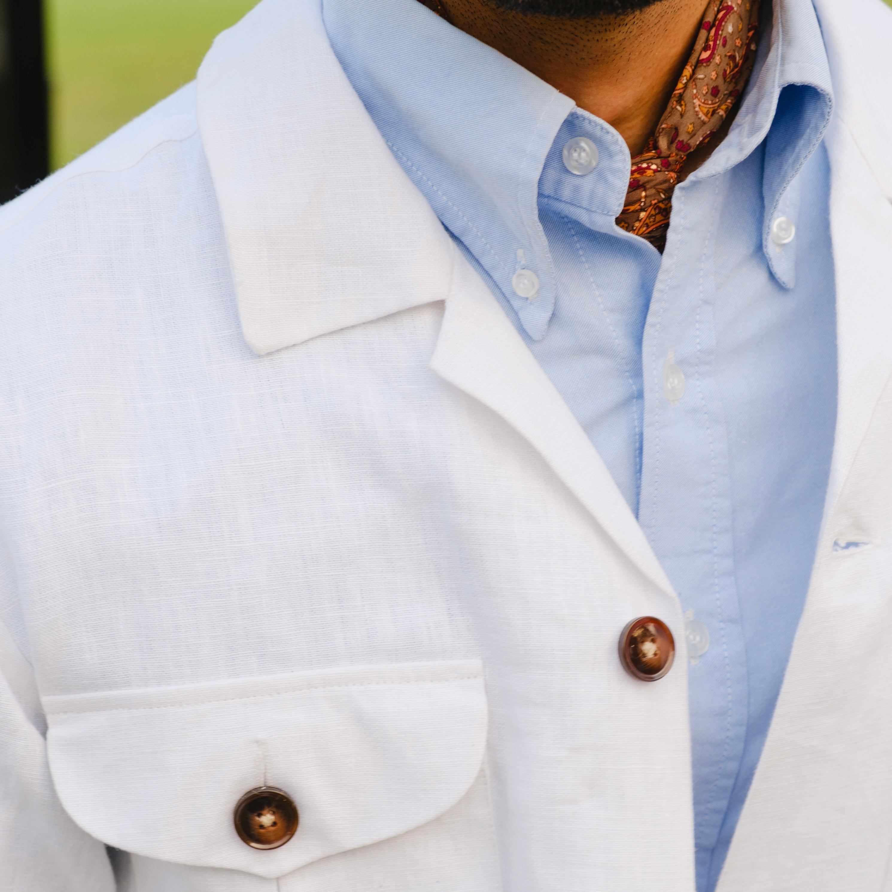 MONTEFARO WHITE RADICI SAFARI LINEN JACKET