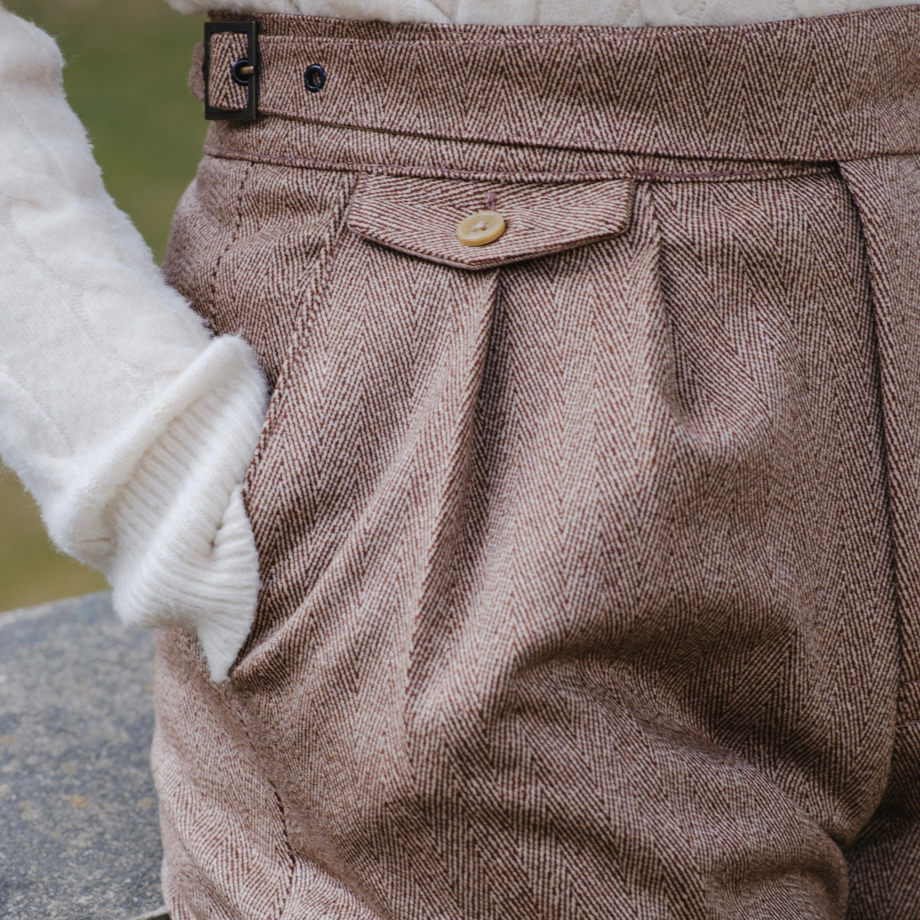 COMO HERRINGBONE WOOL GURKHA TROUSERS