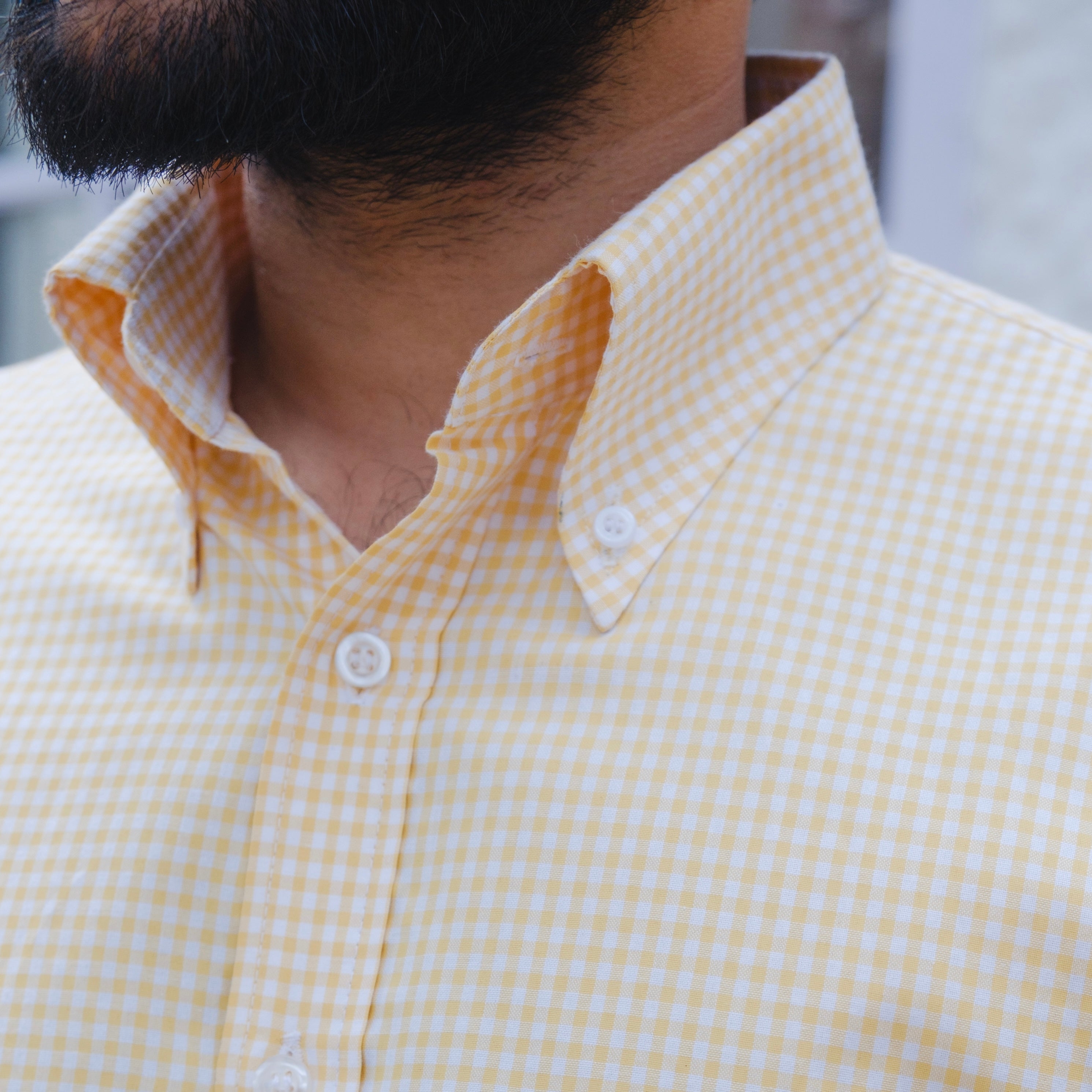 MONTALCINO YELLOW GINGHAM CHECKERED BUTTON DOWN SHIRT