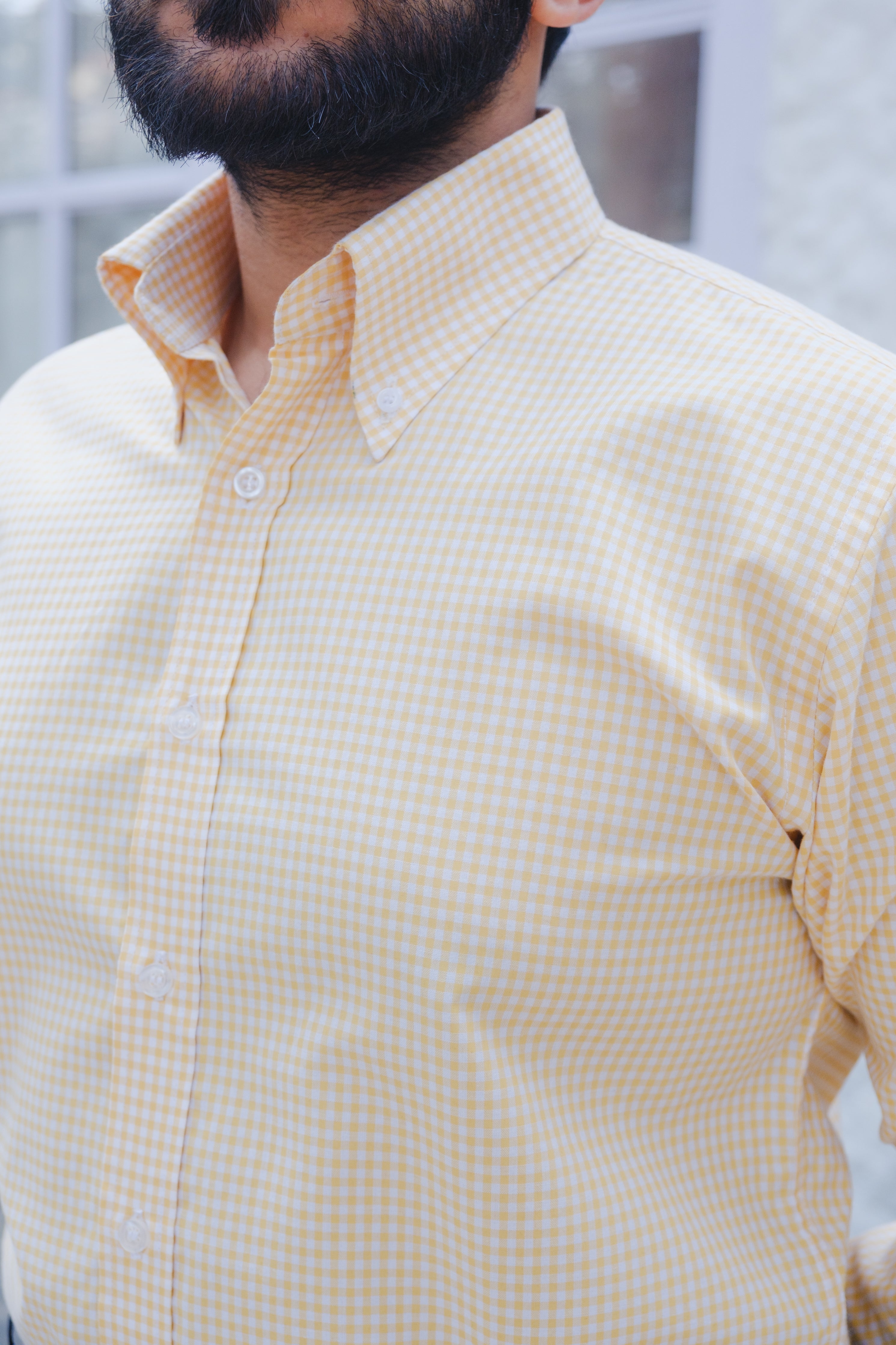 MONTALCINO YELLOW GINGHAM CHECKERED BUTTON DOWN SHIRT