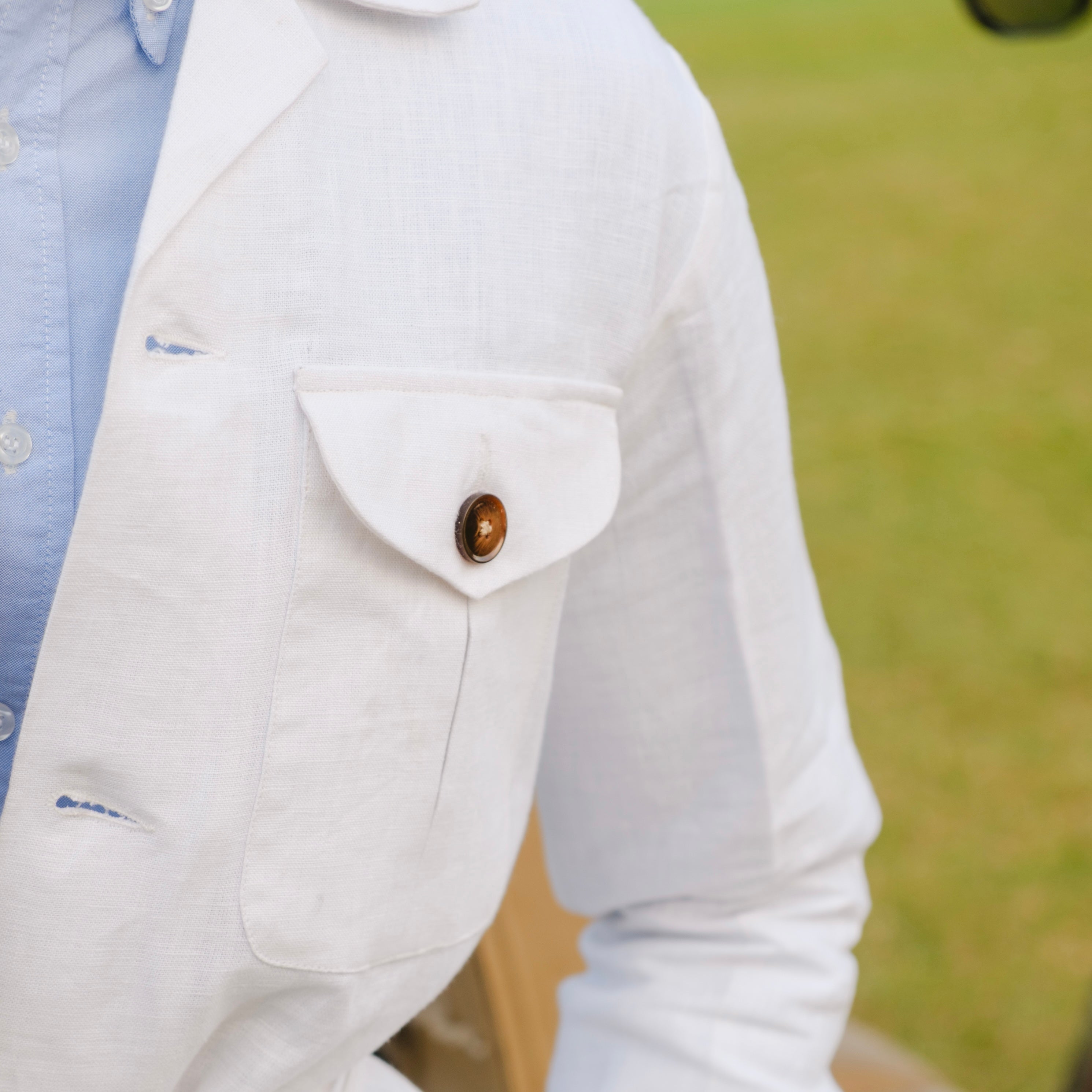 MONTEFARO WHITE RADICI SAFARI LINEN JACKET