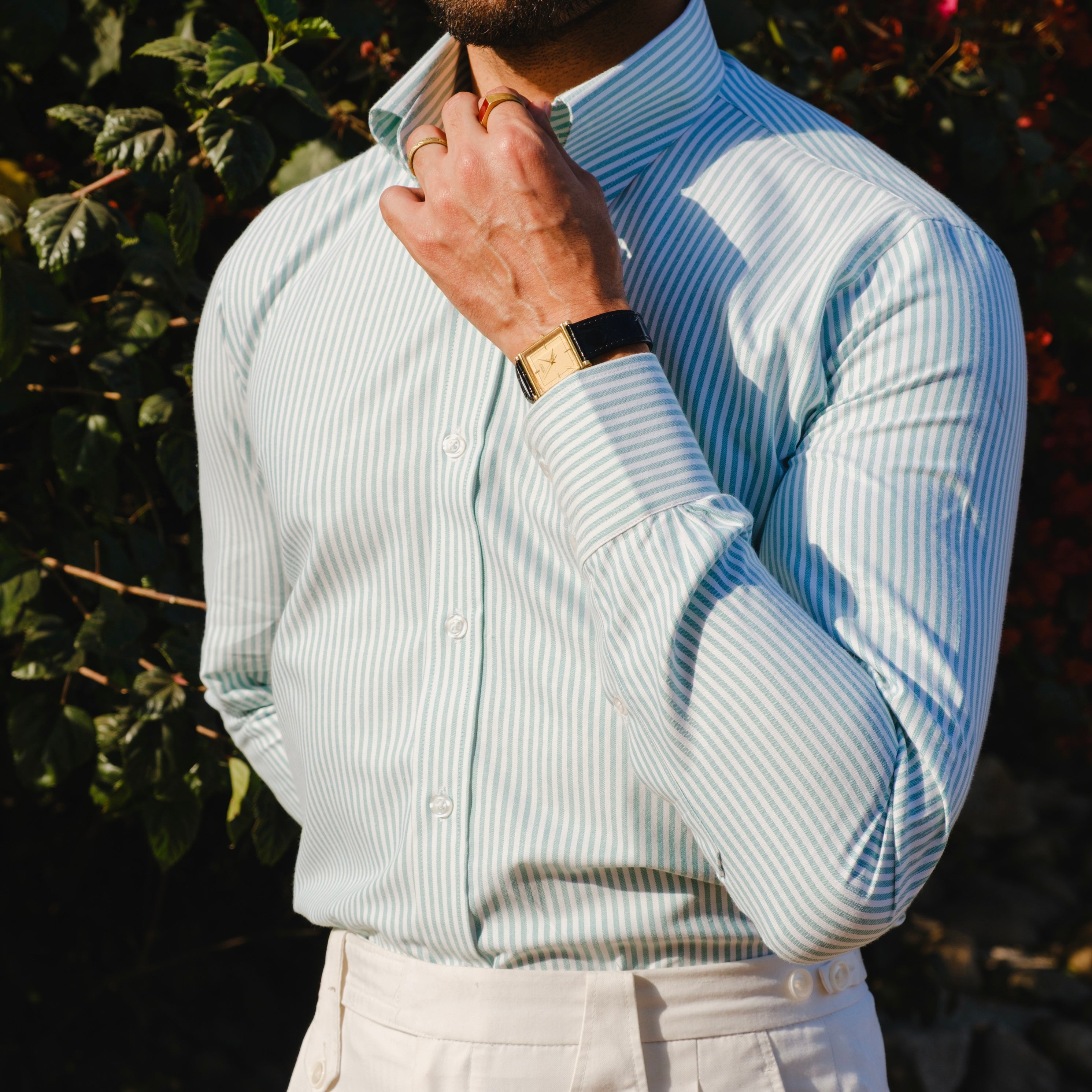 SALERNO TURQUOISE SIGNATURE STRIPED SHIRT