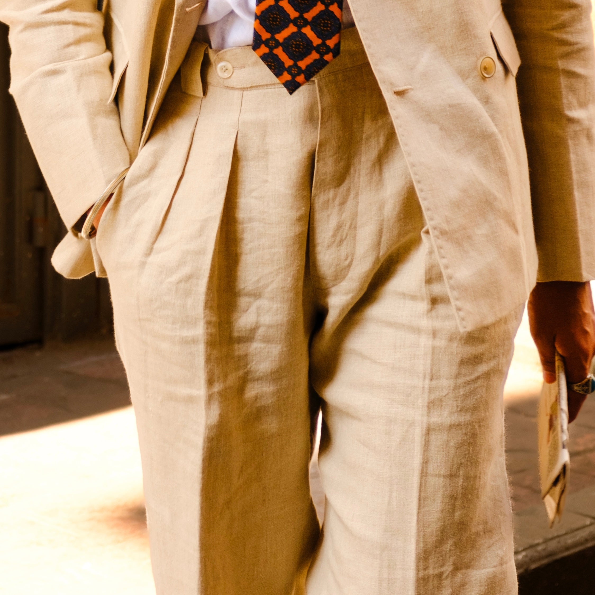 SAND LINEN DOUBLE BREASTED SUIT