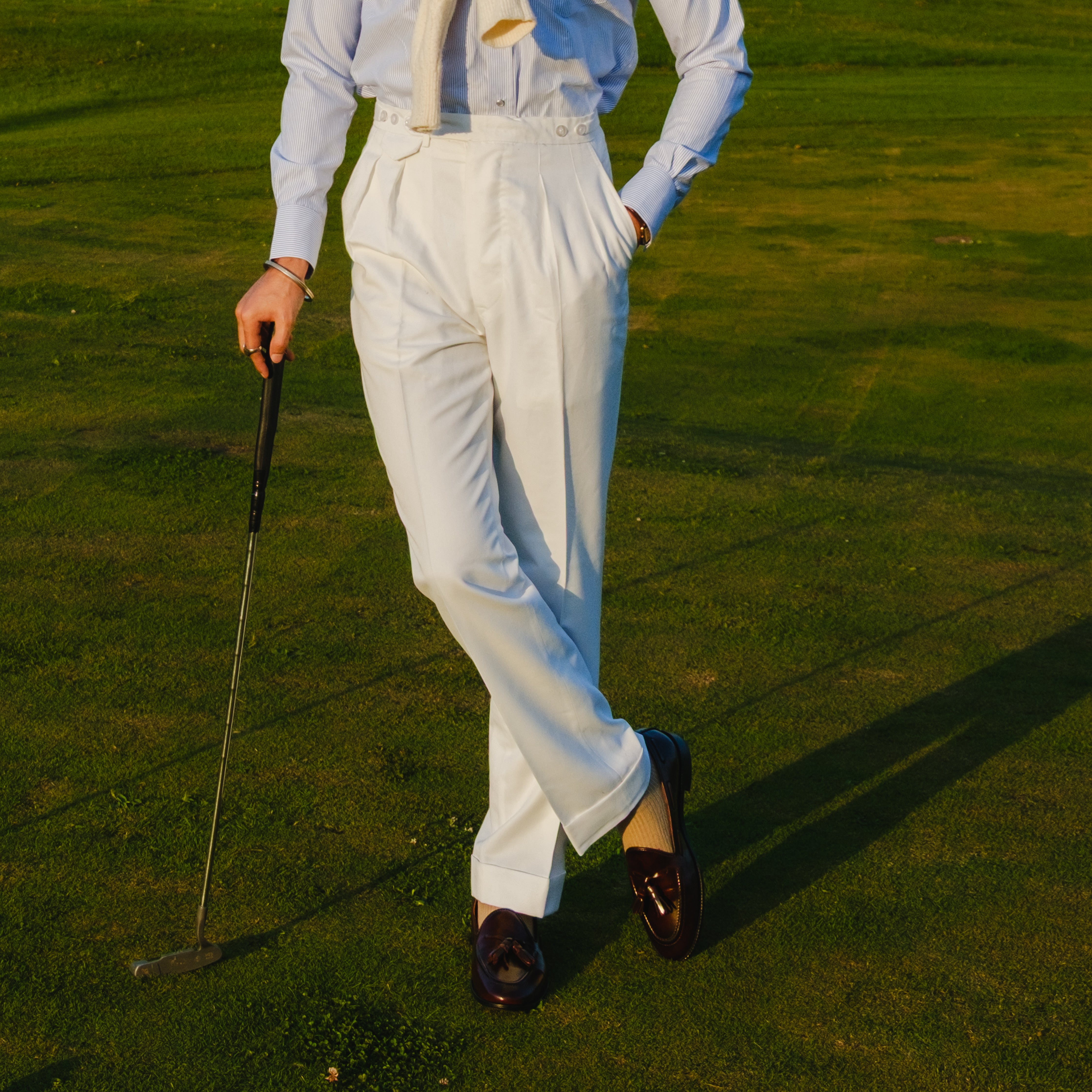 SARTORIAL GURKHA COTTON PLEATED TROUSERS