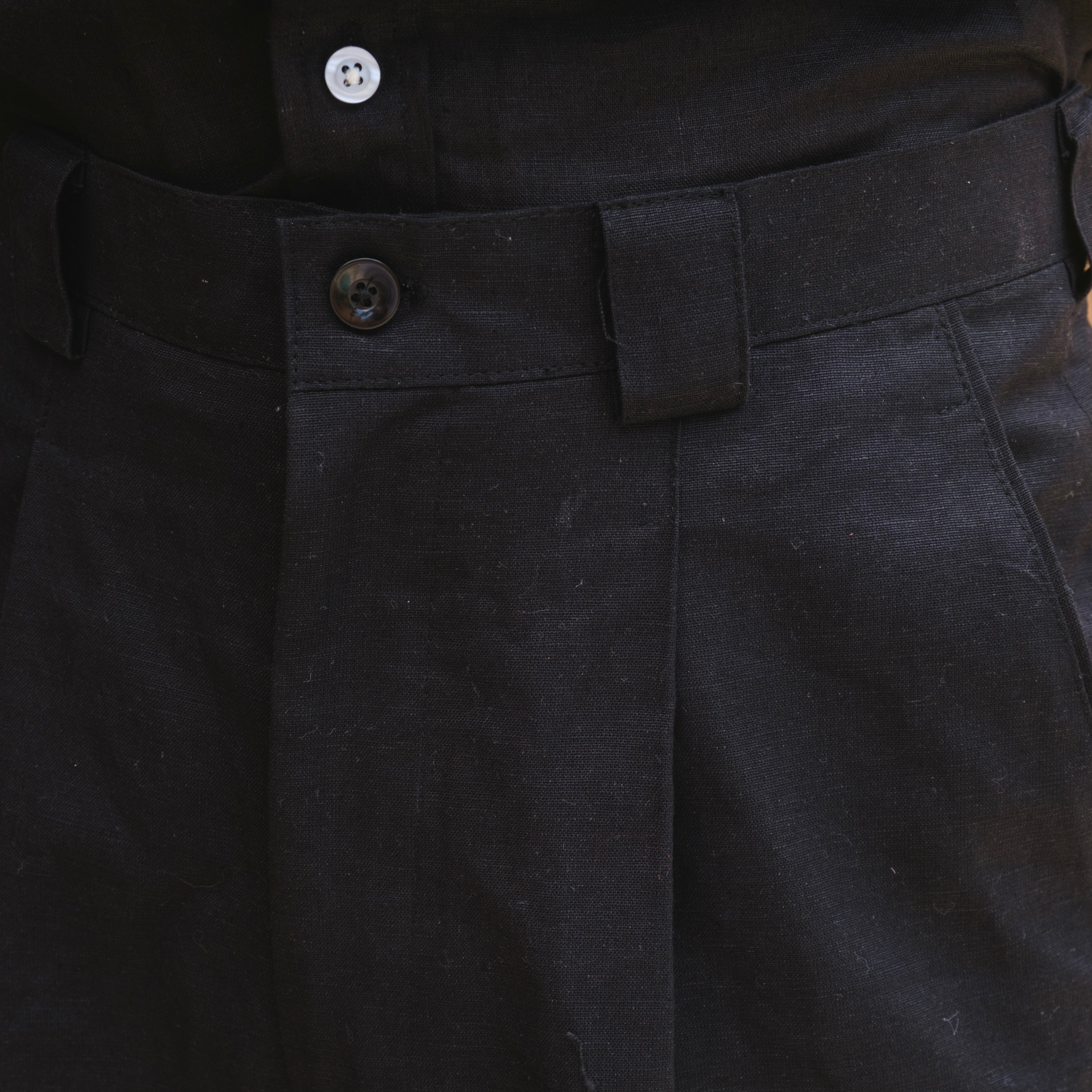 CARLO BLACK LINEN GURKHA PANTS