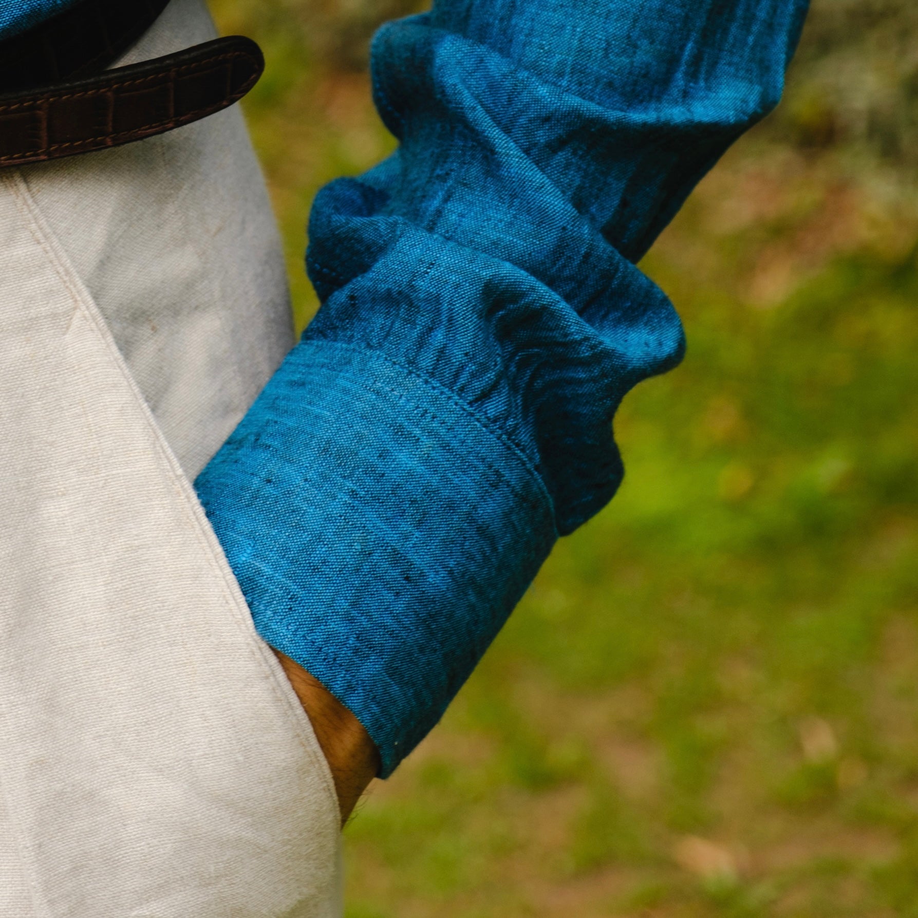 CASTELLANO  EGYPTIAN BLUE LINEN SHIRT