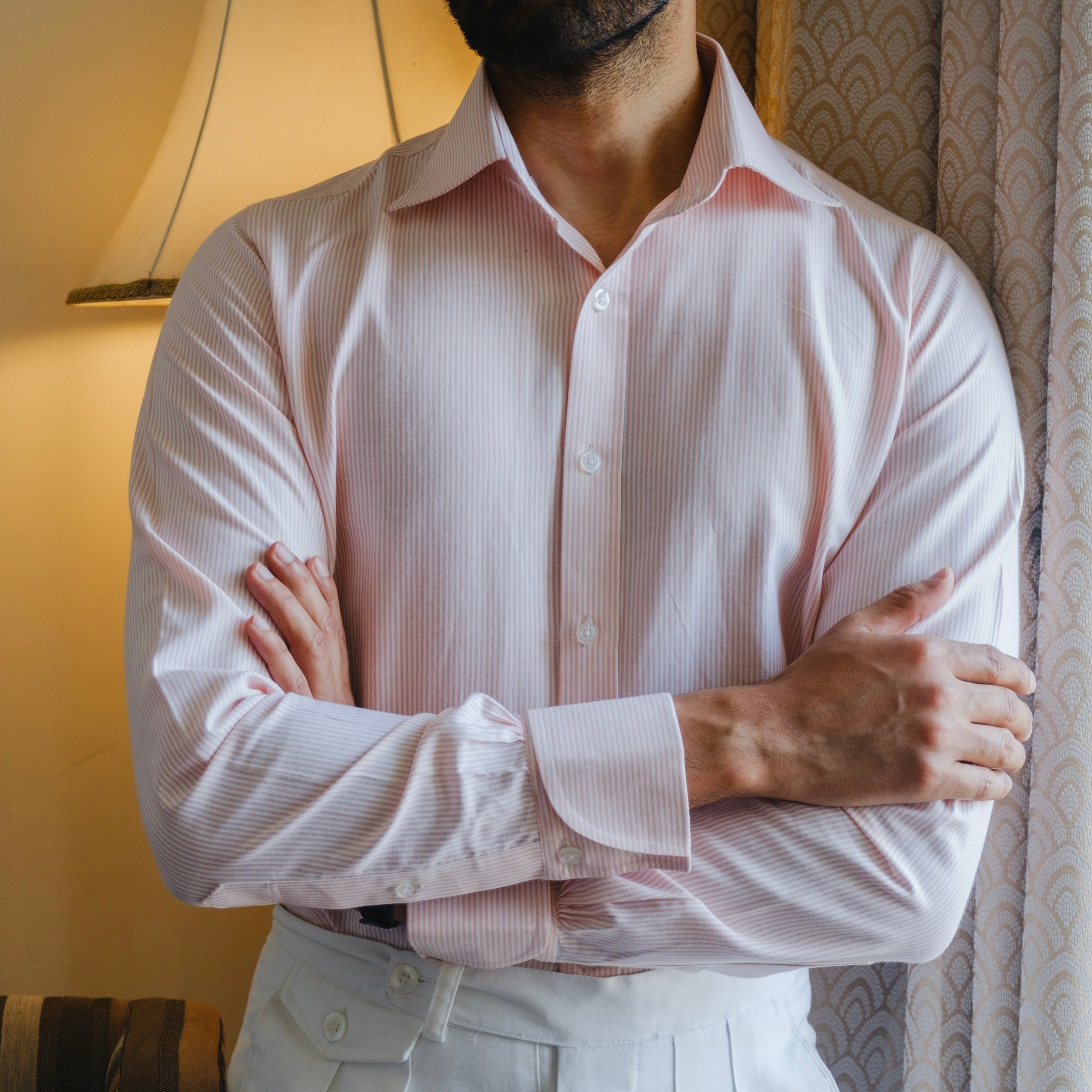 SANREMO PINSTRIPE NEAPOLITAN CUFF SHIRT