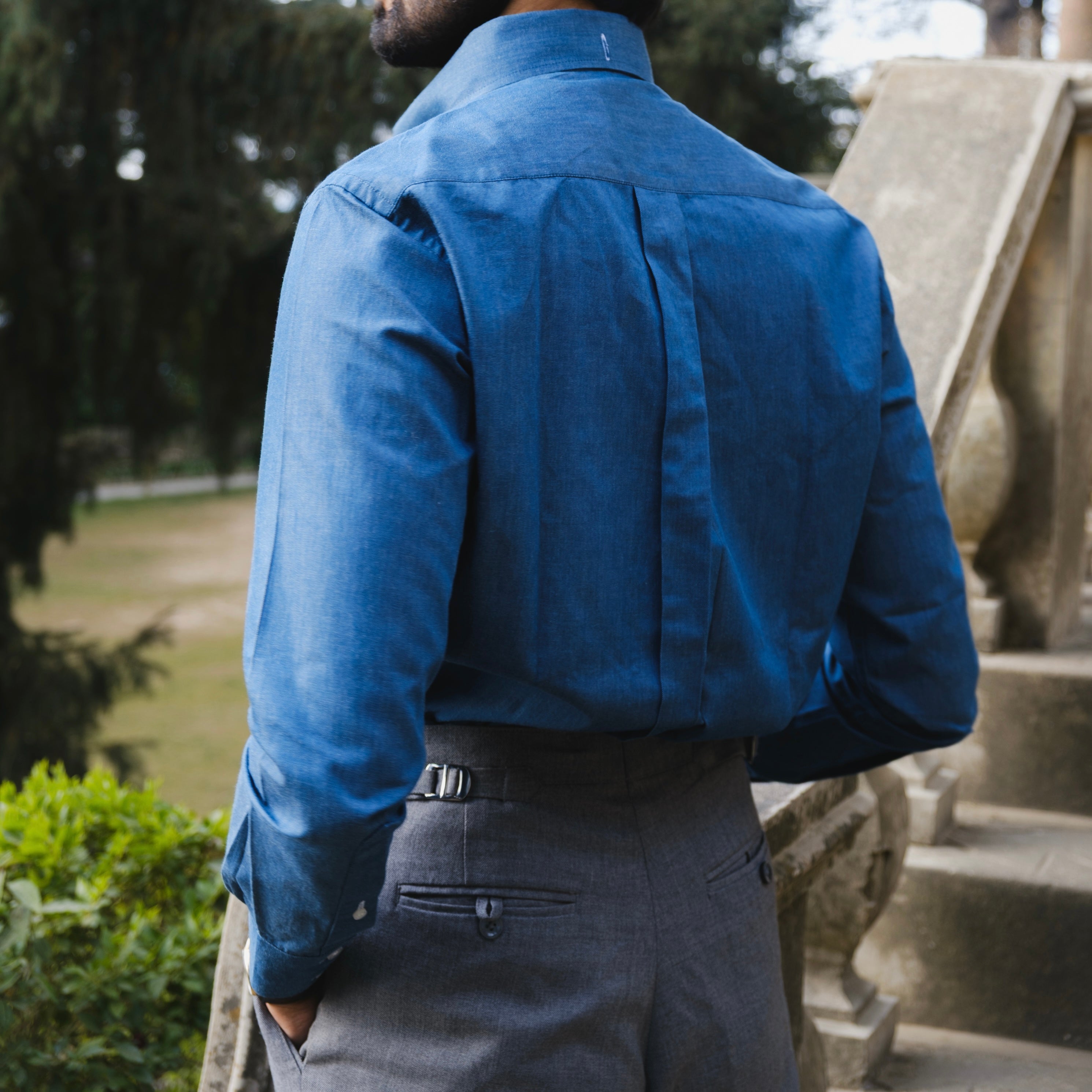 MONTEZEMOLO DENIM BUTTON DOWN SHIRT