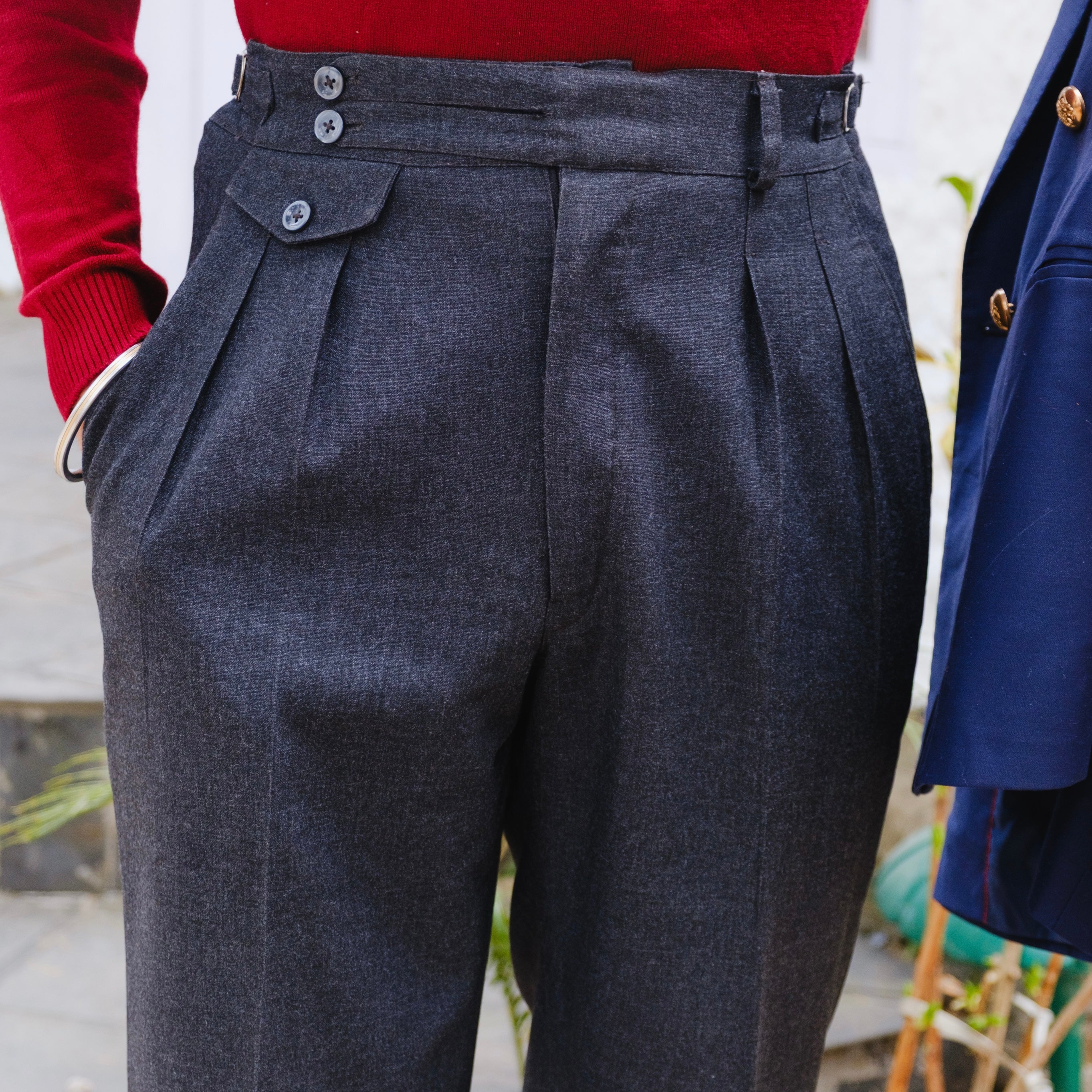 CHARCOAL GREY WOOLEN GURKHA PANTS