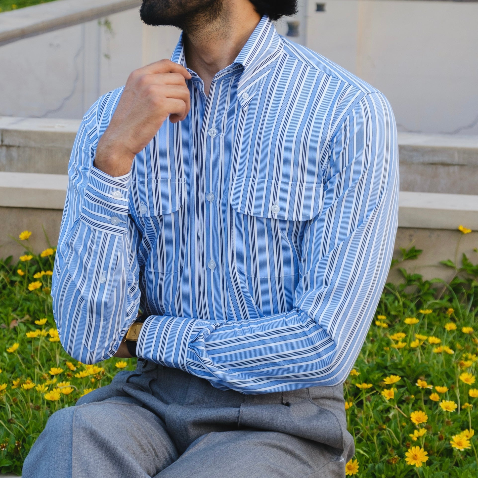 FIESOLE STRIPED DOUBLE POCKET SHIRT