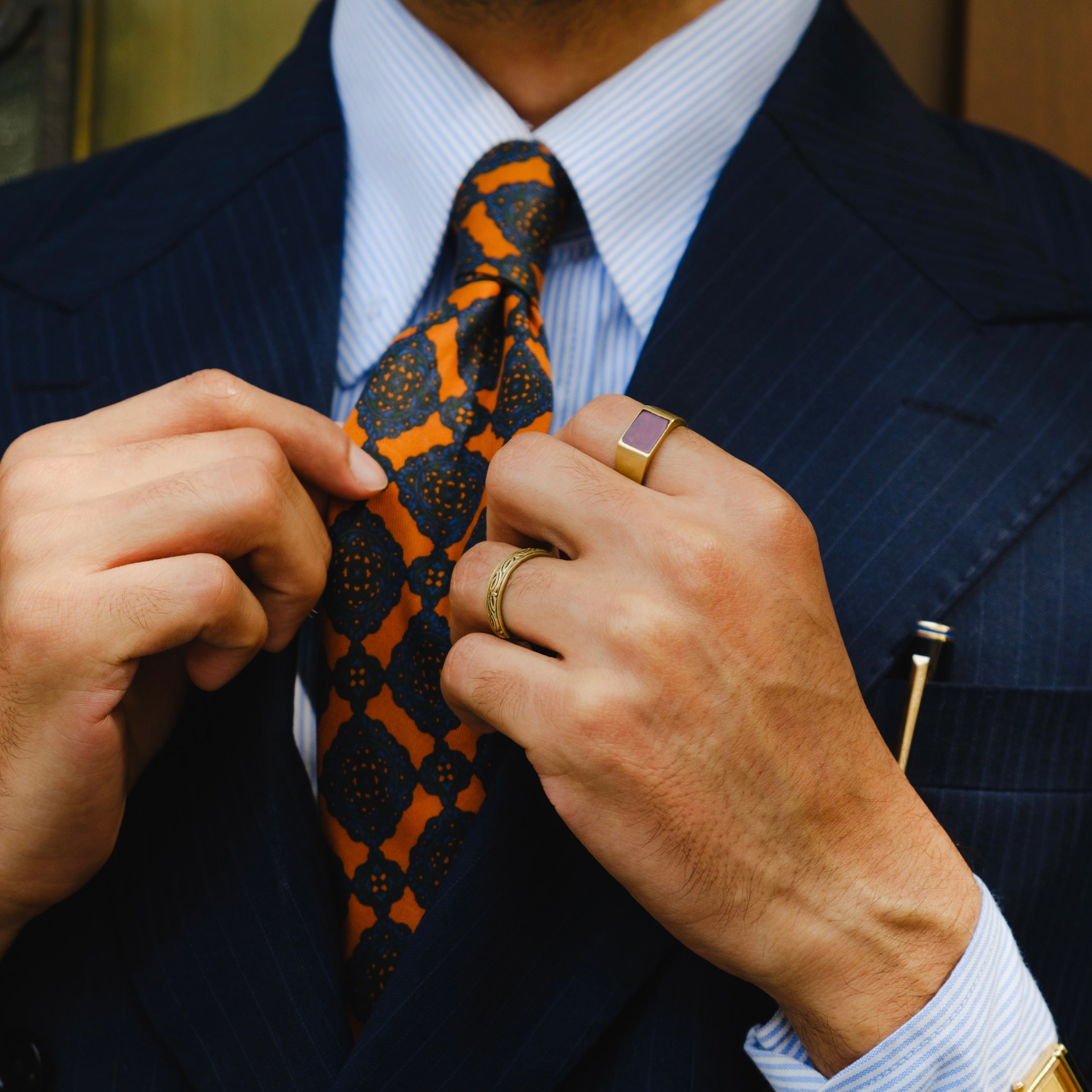 SIGNATURE NAVY PINSTRIPE SUPER 160's SUIT