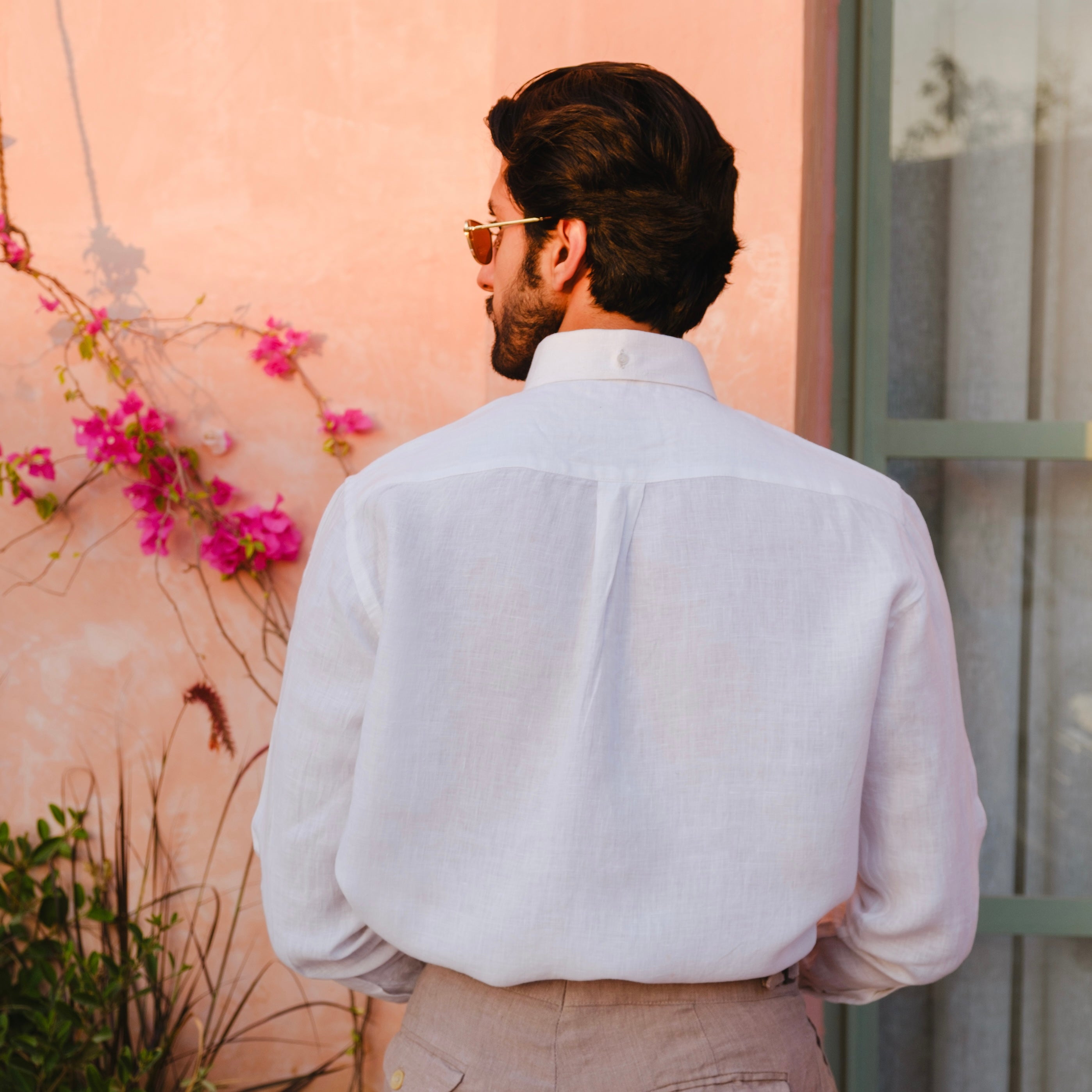 POSITANO WHITE LINEN BUTTON DOWN SHIRT