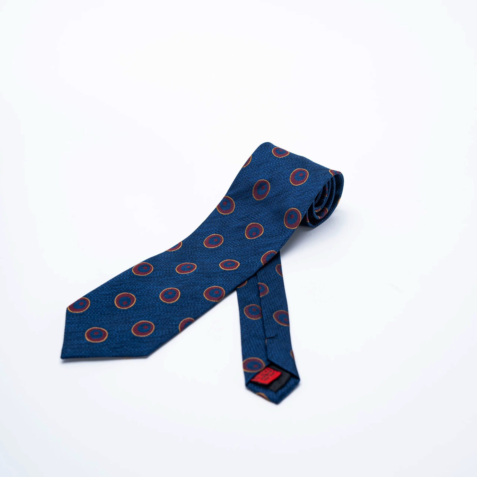 BLU MEDAGLIONE CIRCULAR PATTERN 100% MADDER SILK TIE