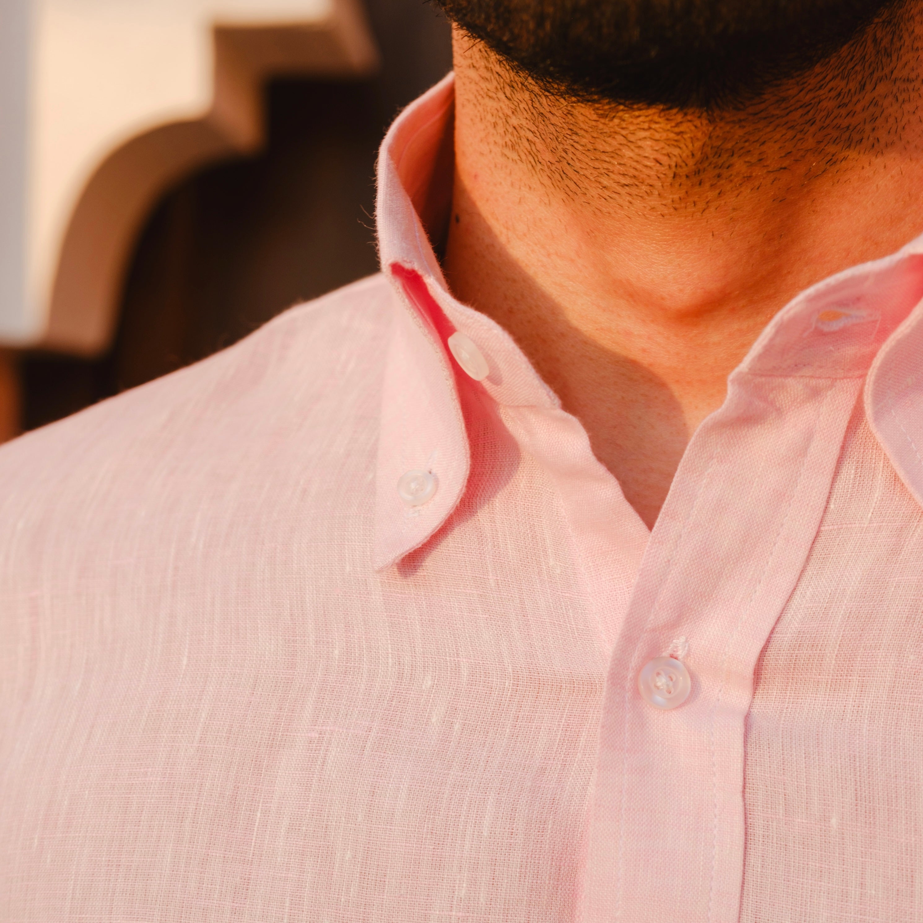 LEVANZO LIGHT PINK LINEN SHIRT