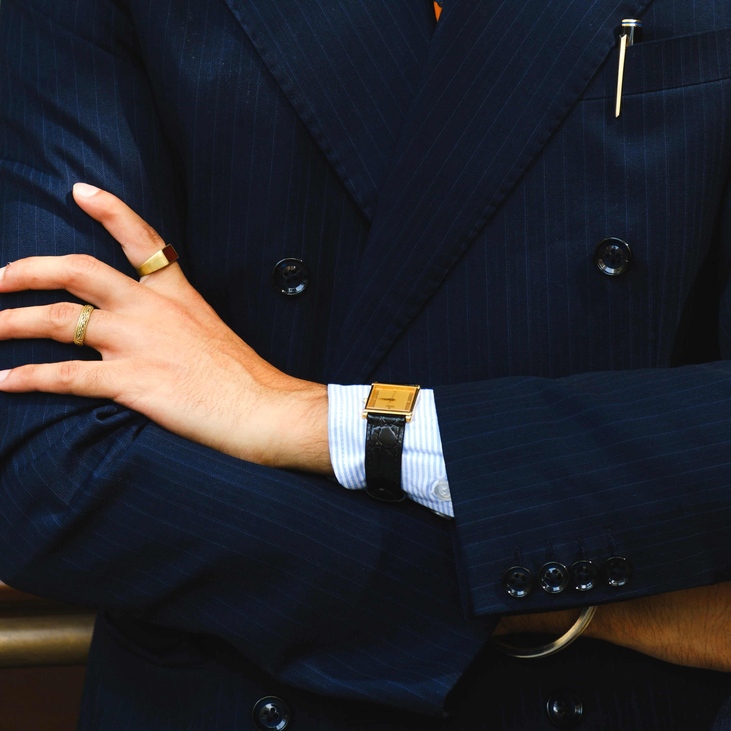 SIGNATURE NAVY PINSTRIPE SUPER 160's SUIT
