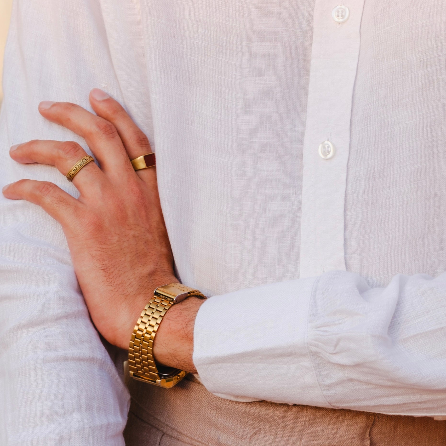POSITANO WHITE LINEN BUTTON DOWN SHIRT