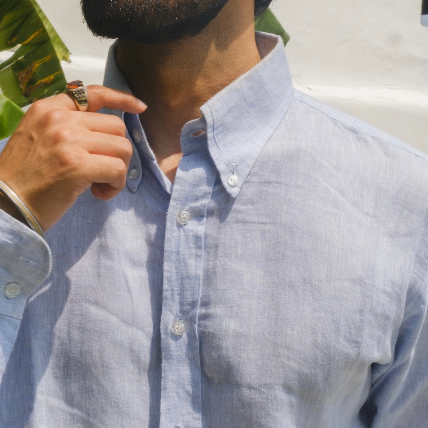 PORTOFINO  POWDER BLUE LINEN SHIRT