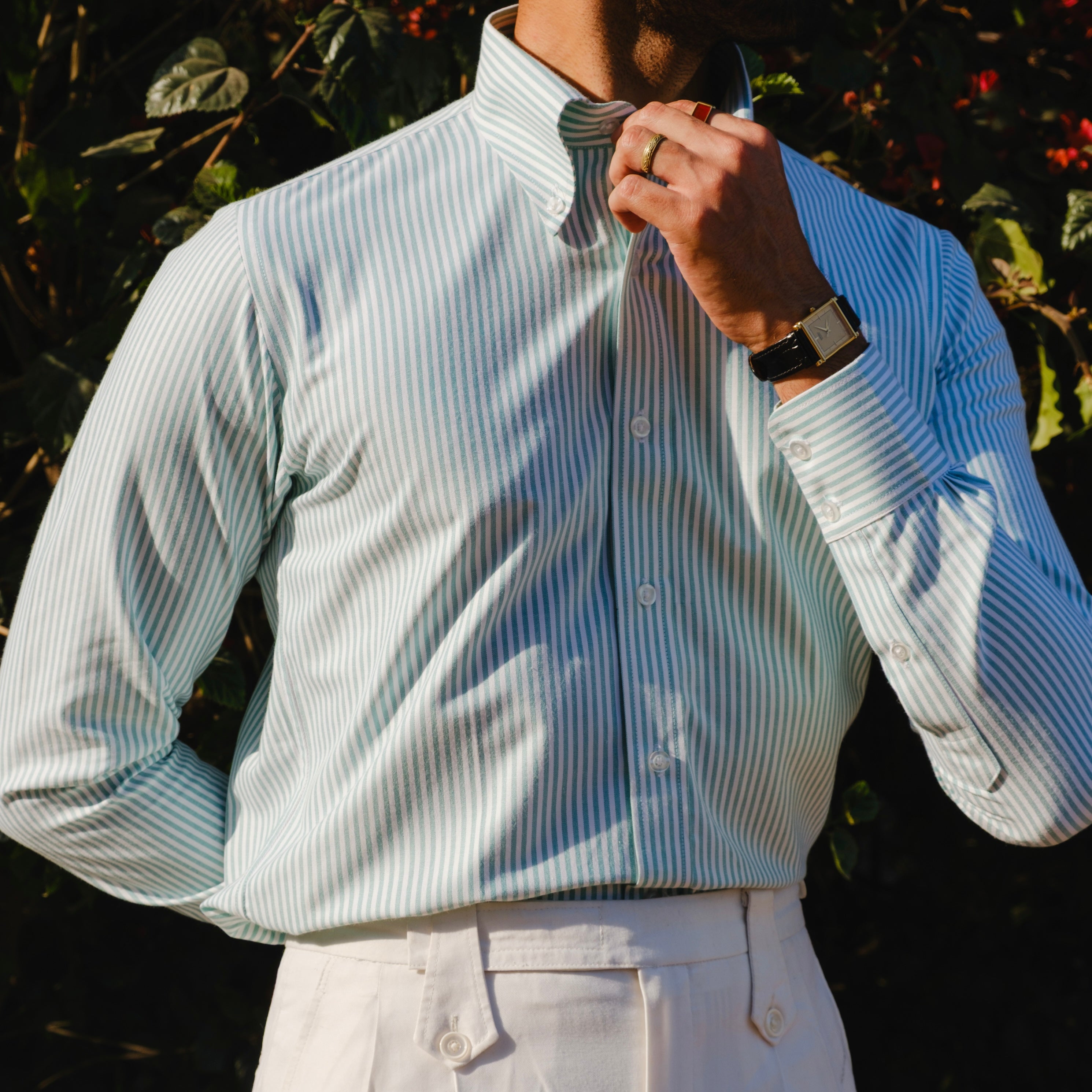 SALERNO TURQUOISE SIGNATURE STRIPED SHIRT